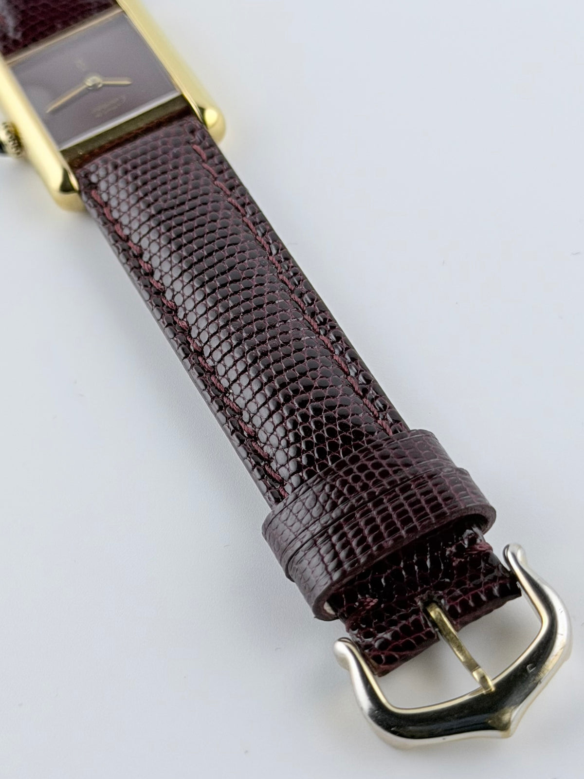 Cartier Must De Tank Paris Manual Wind - 3 - Burgundy Dial - with Pouch & Papers - Ladies