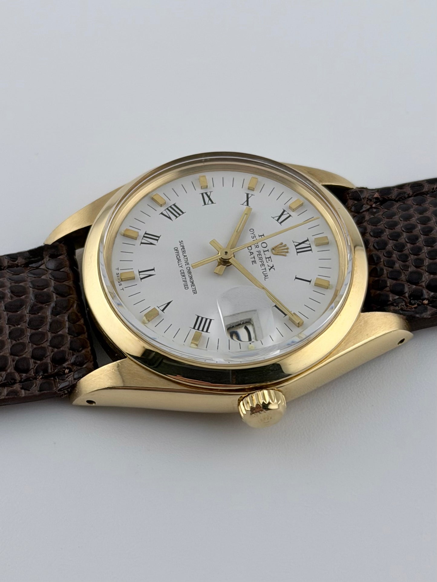 Rolex Oyster Perpetual Date Automatic 18kt Gold - 1500 - Rare Buckley Dial