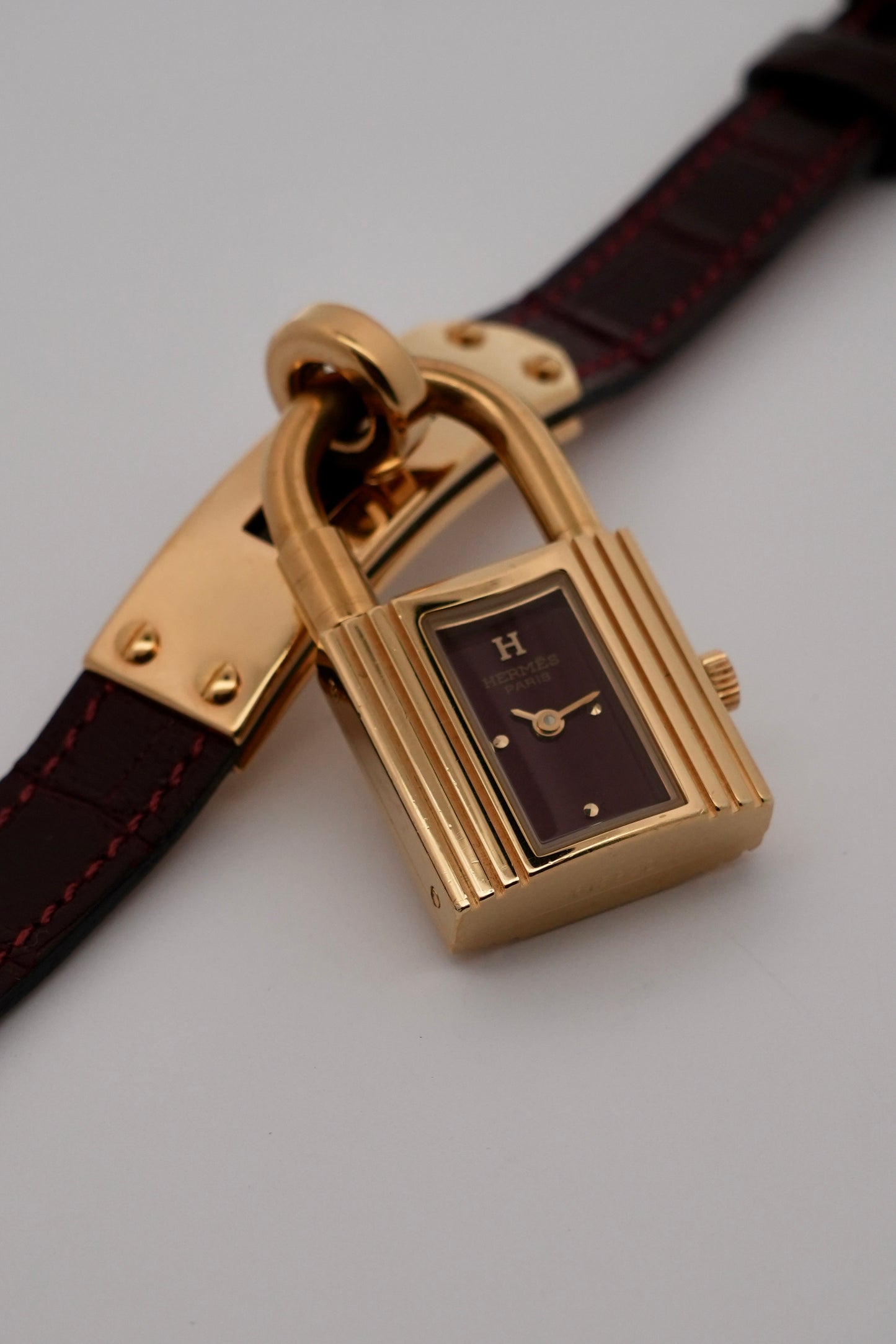 Hermes Paris Kelly Lock Watch -  Burgundy - Ladies