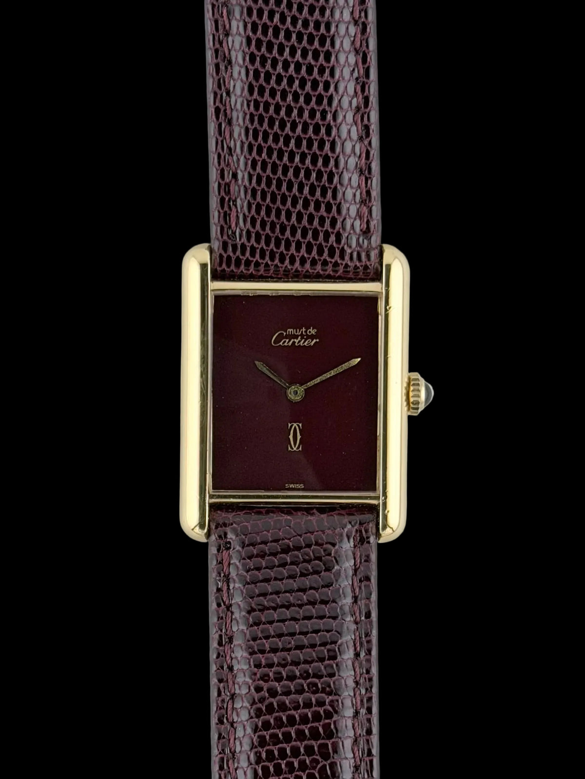 Cartier Must De Tank Paris Manual Wind - 6 LM - Burgundy Dial - with Box