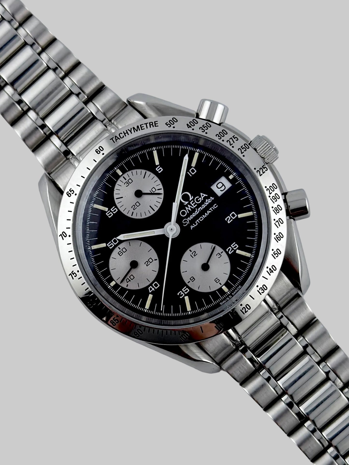 Omega Speedmaster Automatic Date - 175.0043 - Rare Reverse Panda Dial - Box and Papers