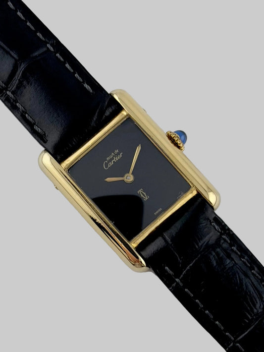 Cartier Must de Paris Tank Manual Wind - 3 - Black Dial - Ladies