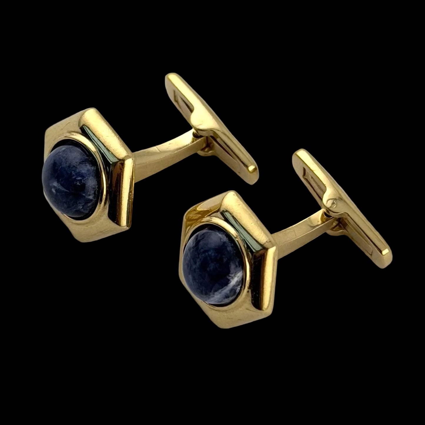 Vintage St Dupont Sodalite Cufflinks - Gold Plated Rare