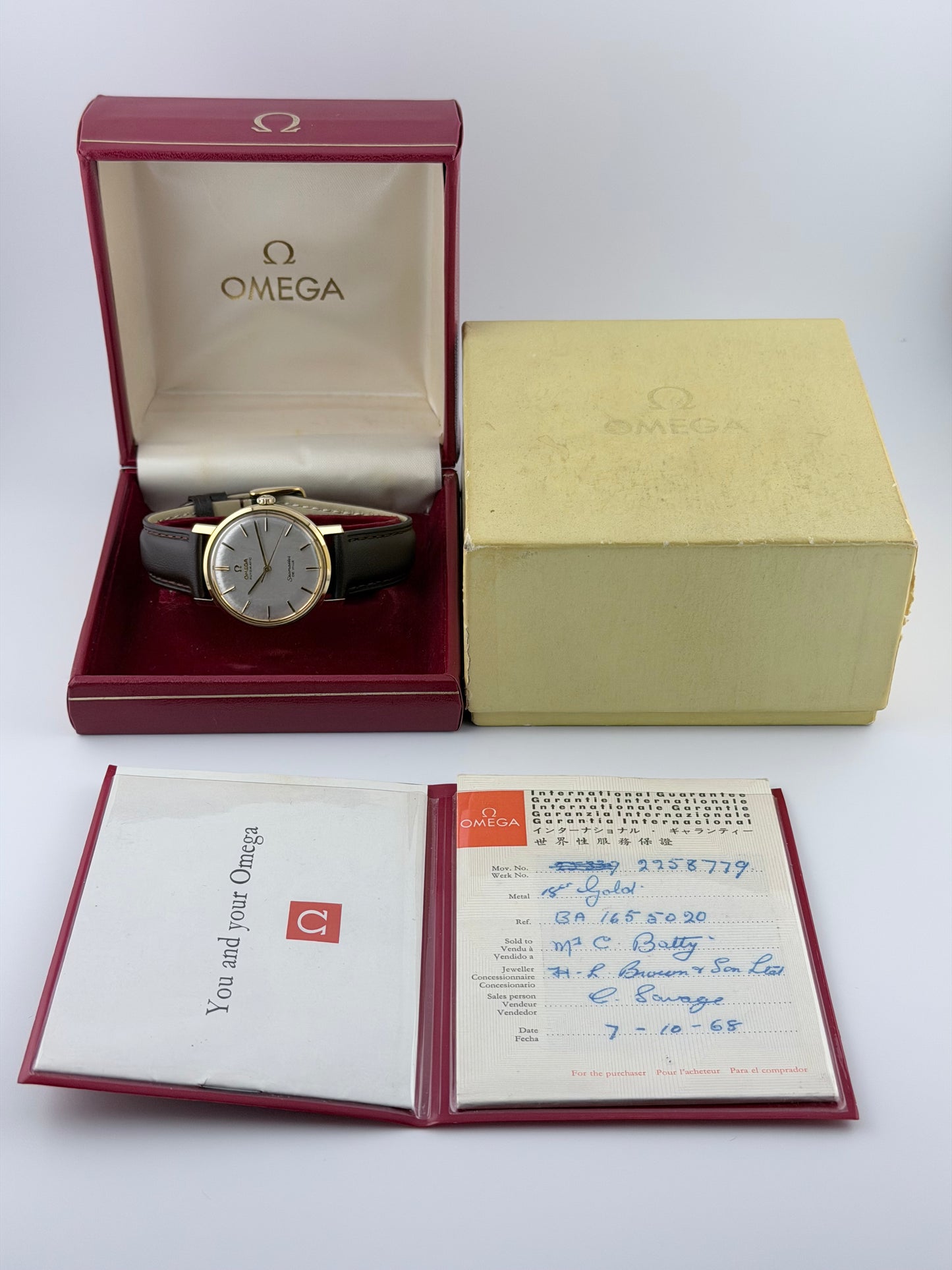 Omega Seamaster De Ville Automatic Fishscale Dial - 18ct Gold - 165.5020 - Box and Papers!