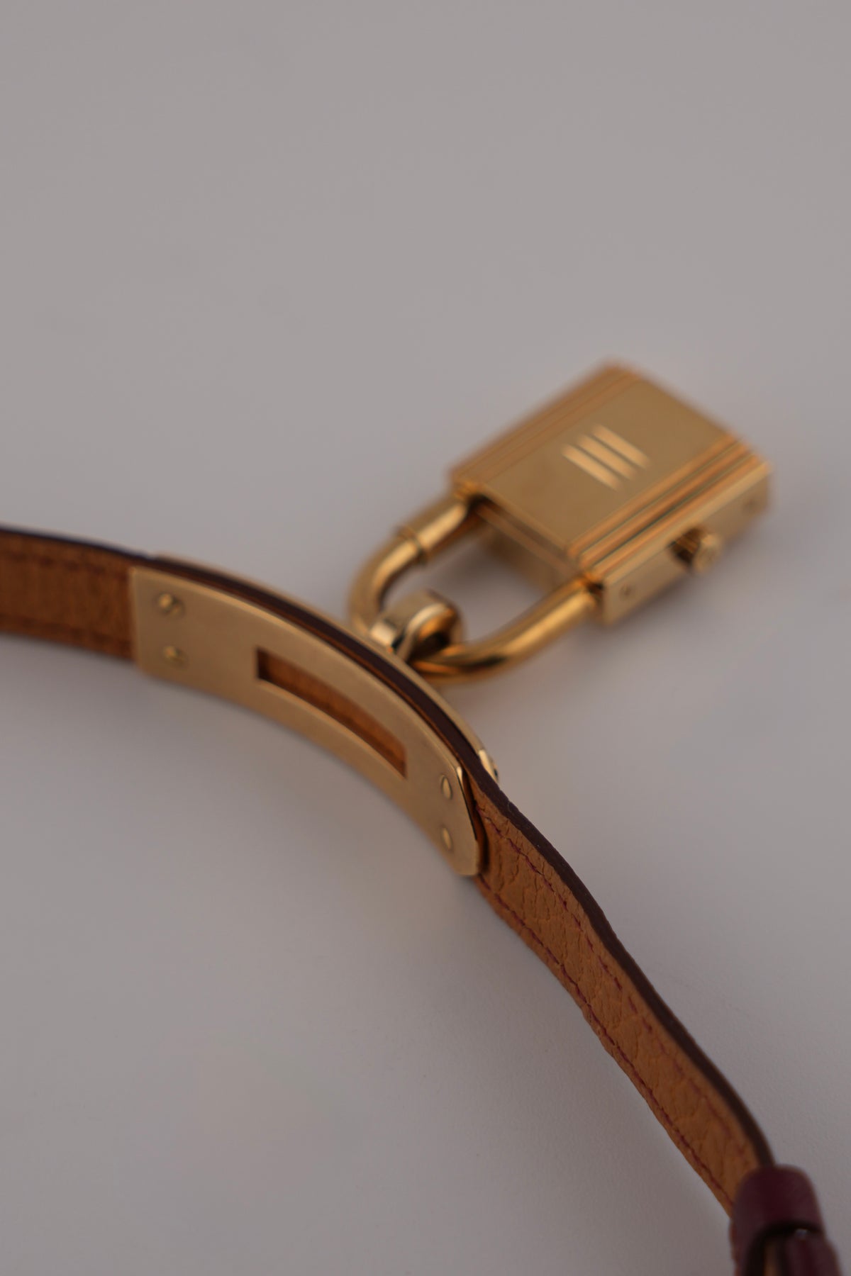 Hermes Paris Kelly Lock Watch - Burgundy - with Box, Booklets and a Tag