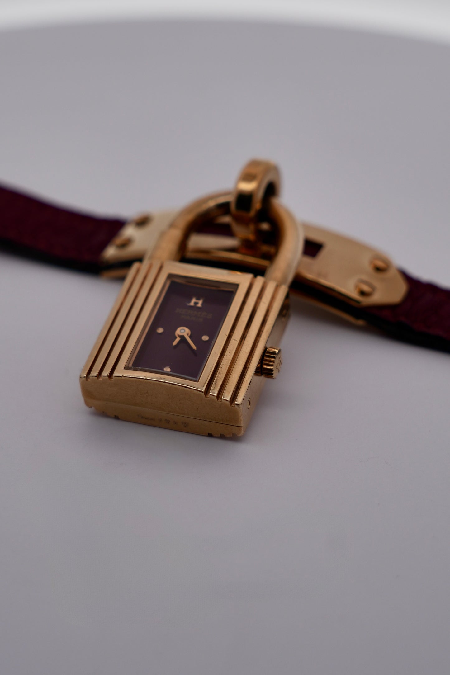 Hermes Paris Kelly Lock Watch - Burgundy - Original Strap - Ladies