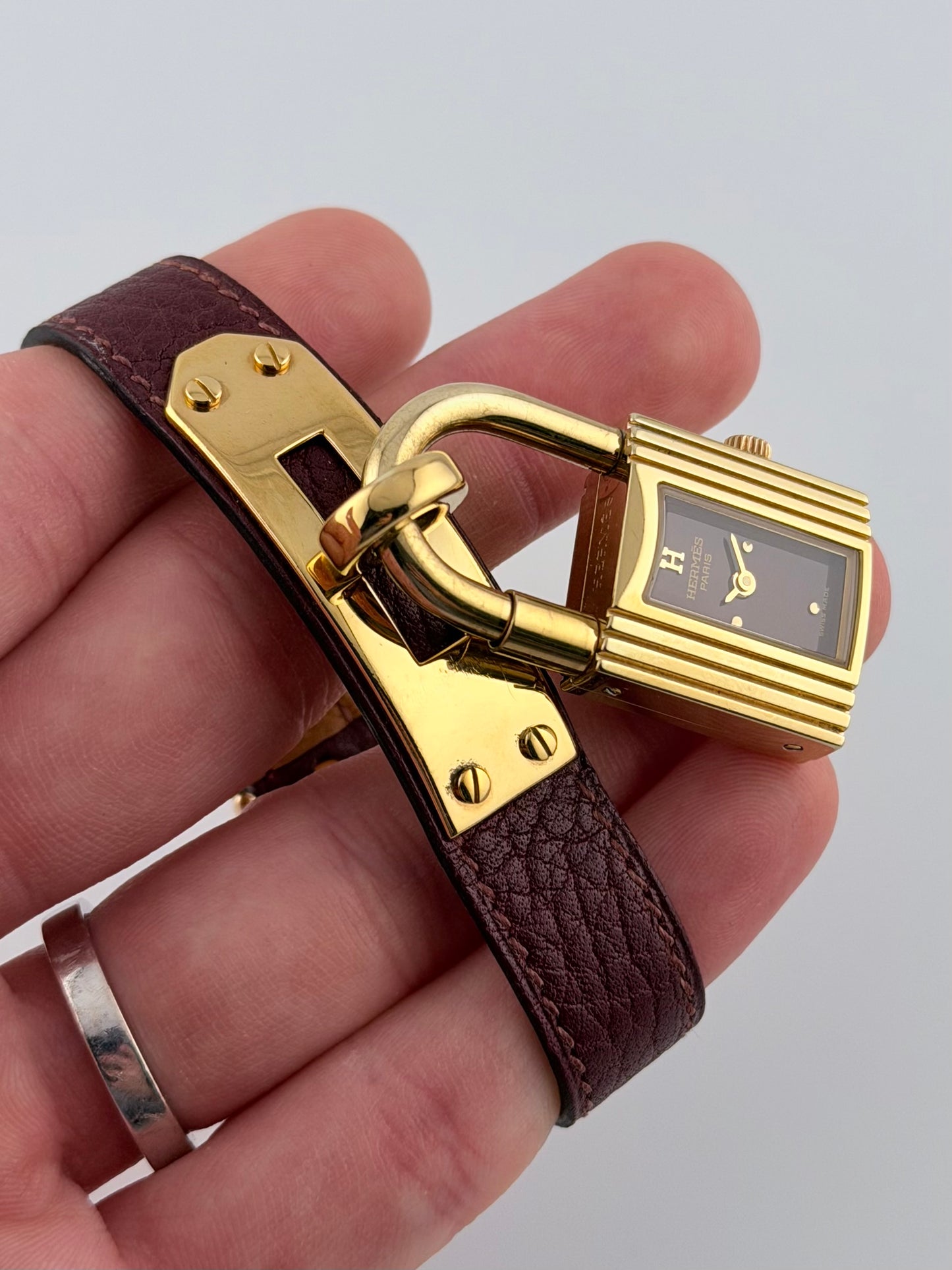 Hermes Paris Kelly Lock Watch -  Burgundy