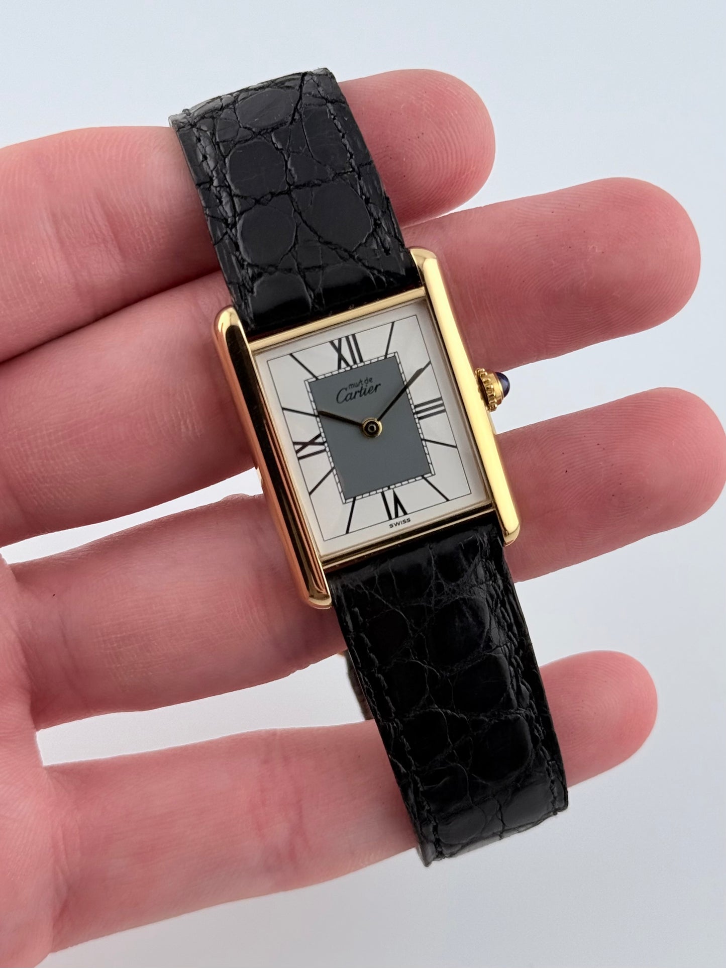 Cartier Tank Must De Tank Vermeil - Grey Art Deco Dial 590005 - Box and Papers