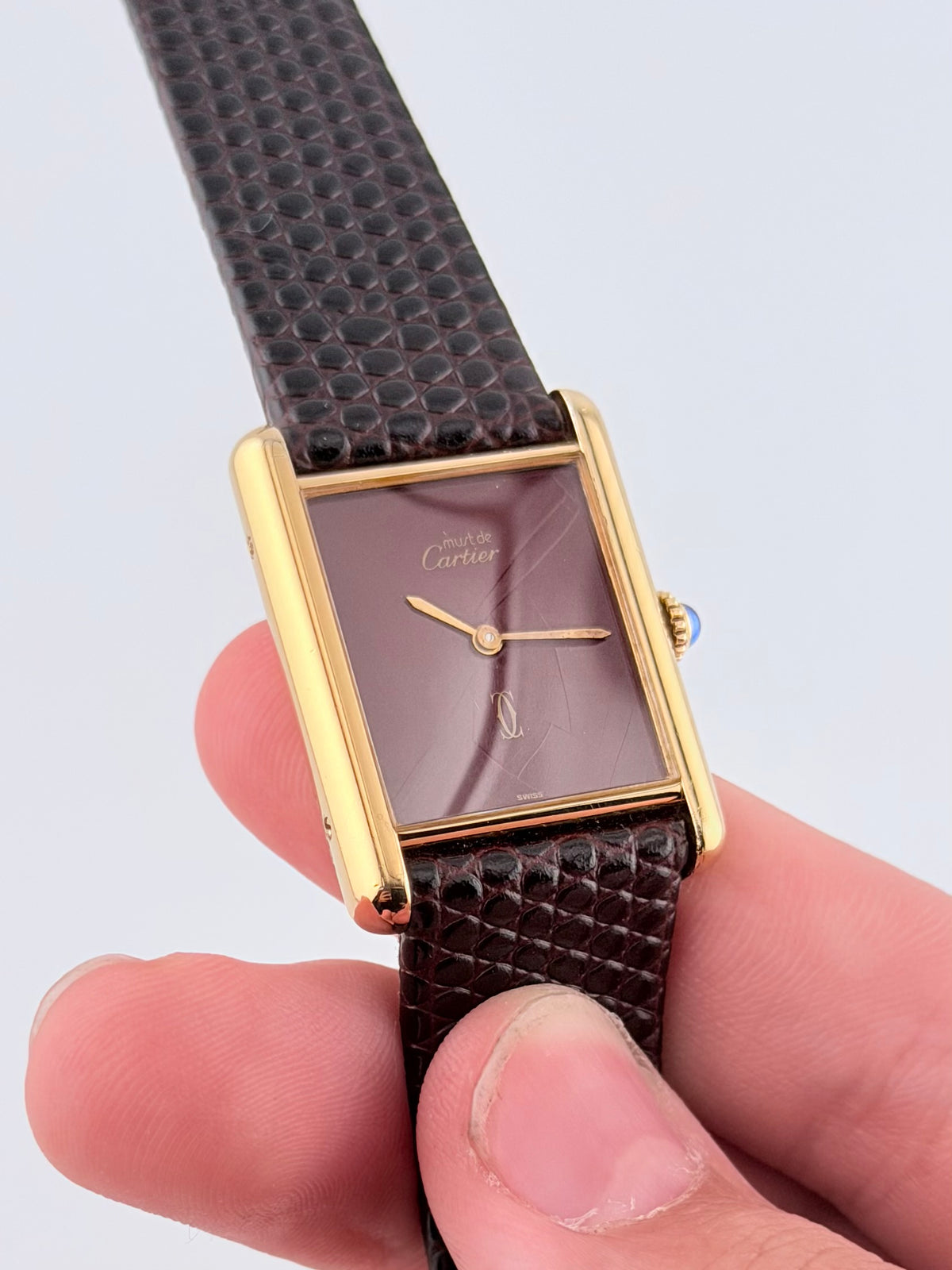 Cartier Must De Tank Paris Manual Wind - 6 - Burgundy Dial