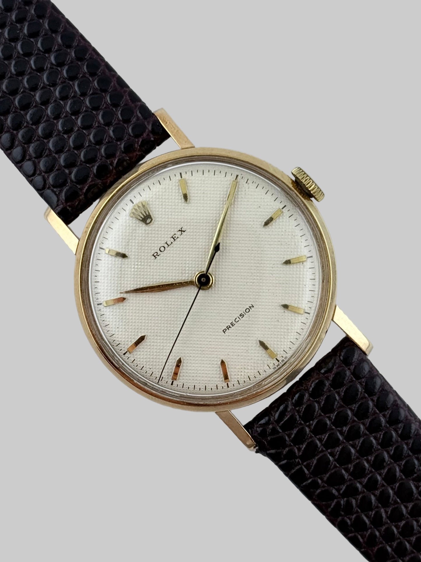 Rolex Precision Manual Wind 9ct Solid Gold - Ultra Rare Coin Edge Case - Honeycomb Dial