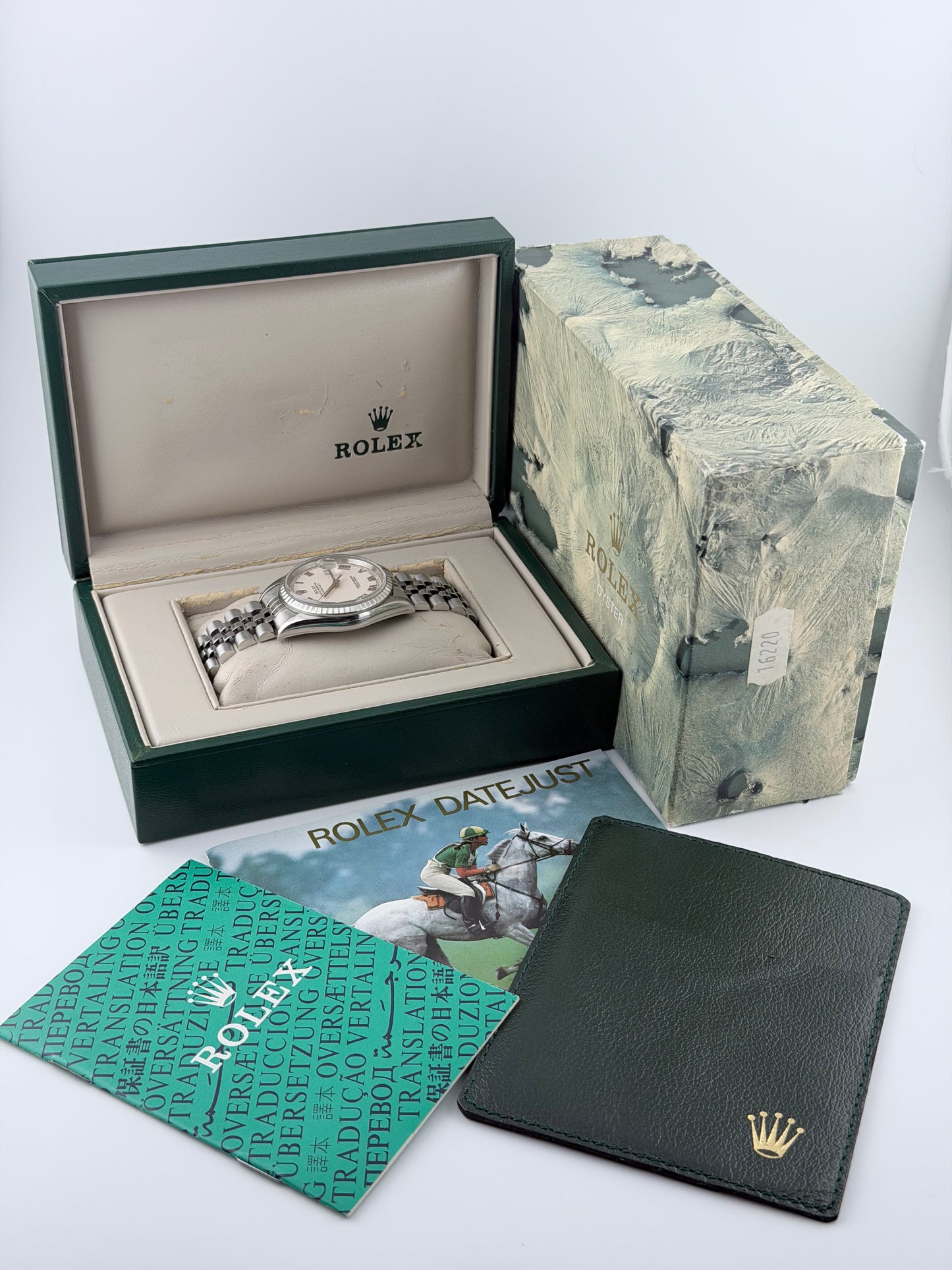Rolex Datejust Oyster Perpetual - 16220 - Roman Numeral Dial - Original Box, Wallet & Booklets