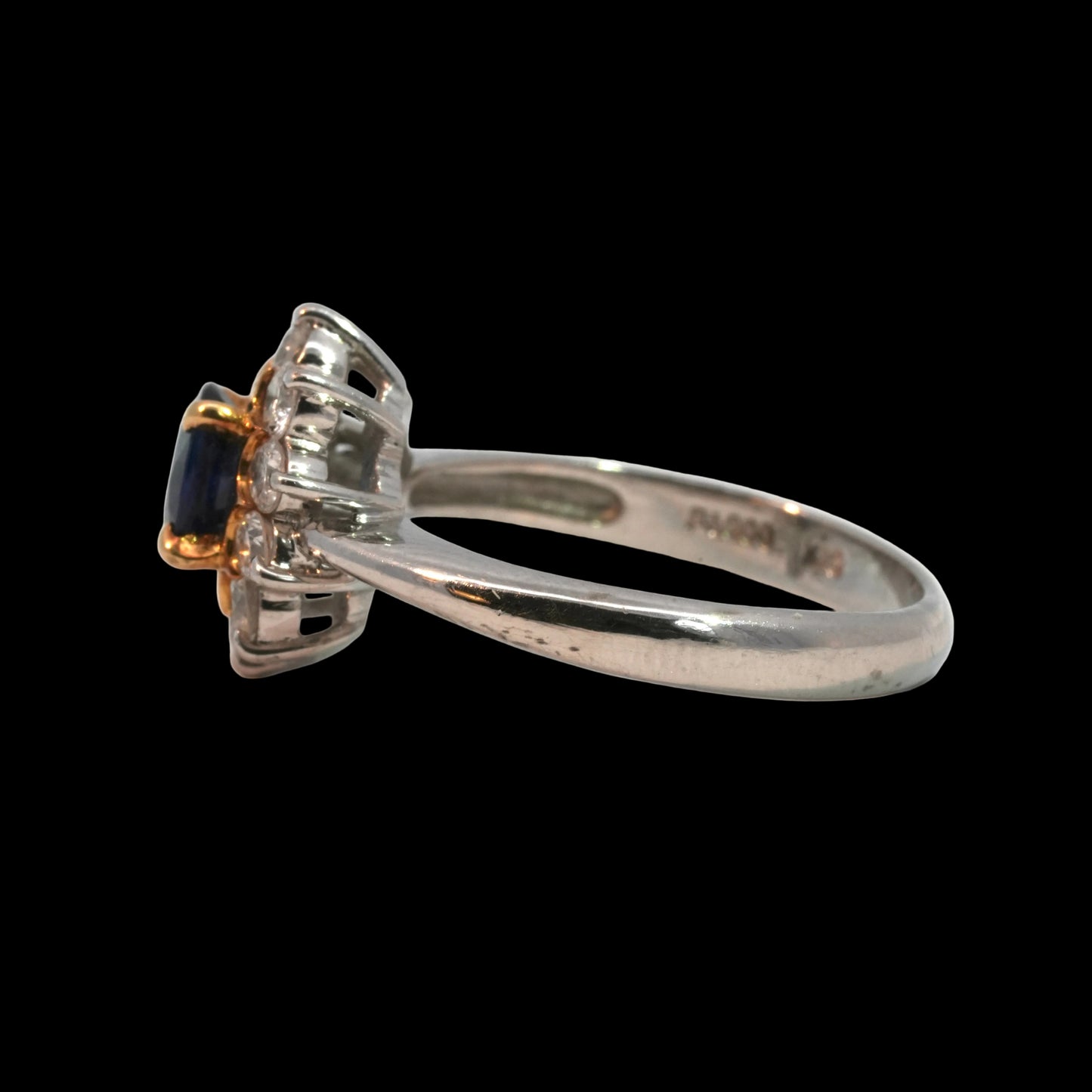 Sapphire & Diamond Cluster Ring - 18k White Gold