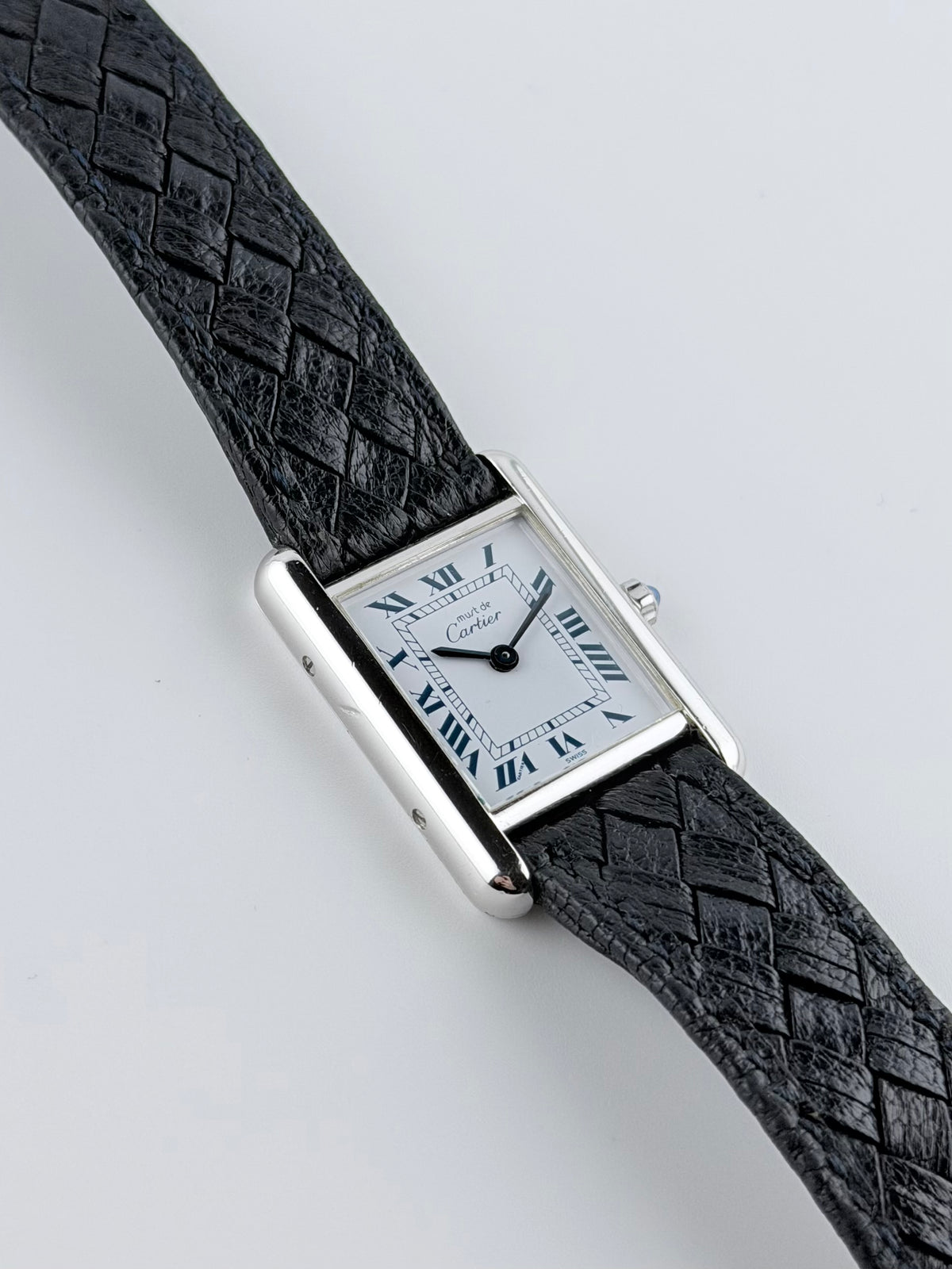 Cartier Tank Quartz - 0398 - SILVER - Rare Patterned Cartier Strap - Box & Papers! - Ladies