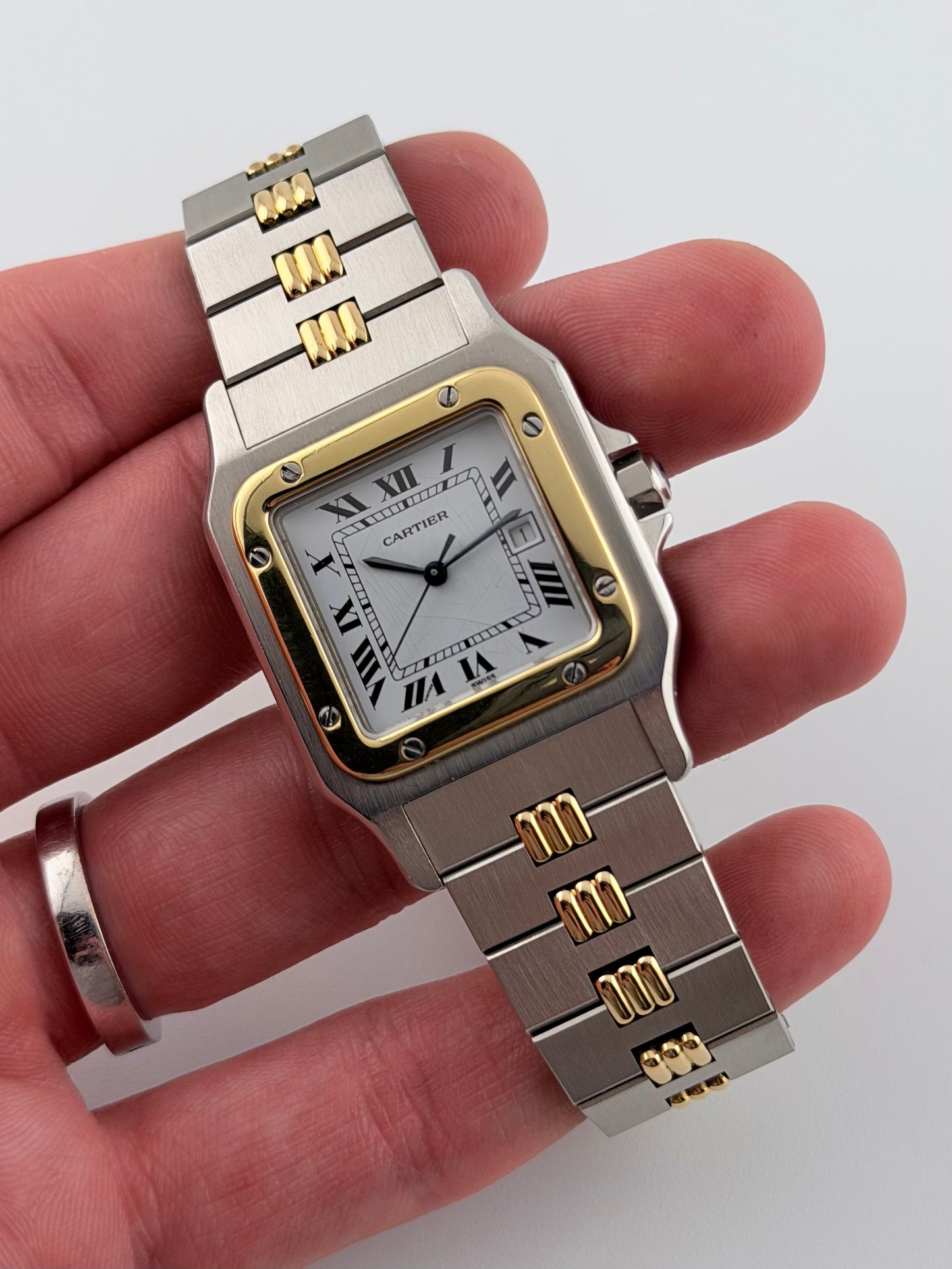 Cartier Santos Carree Automatic Date - Rare Godron Bracelet - 2961