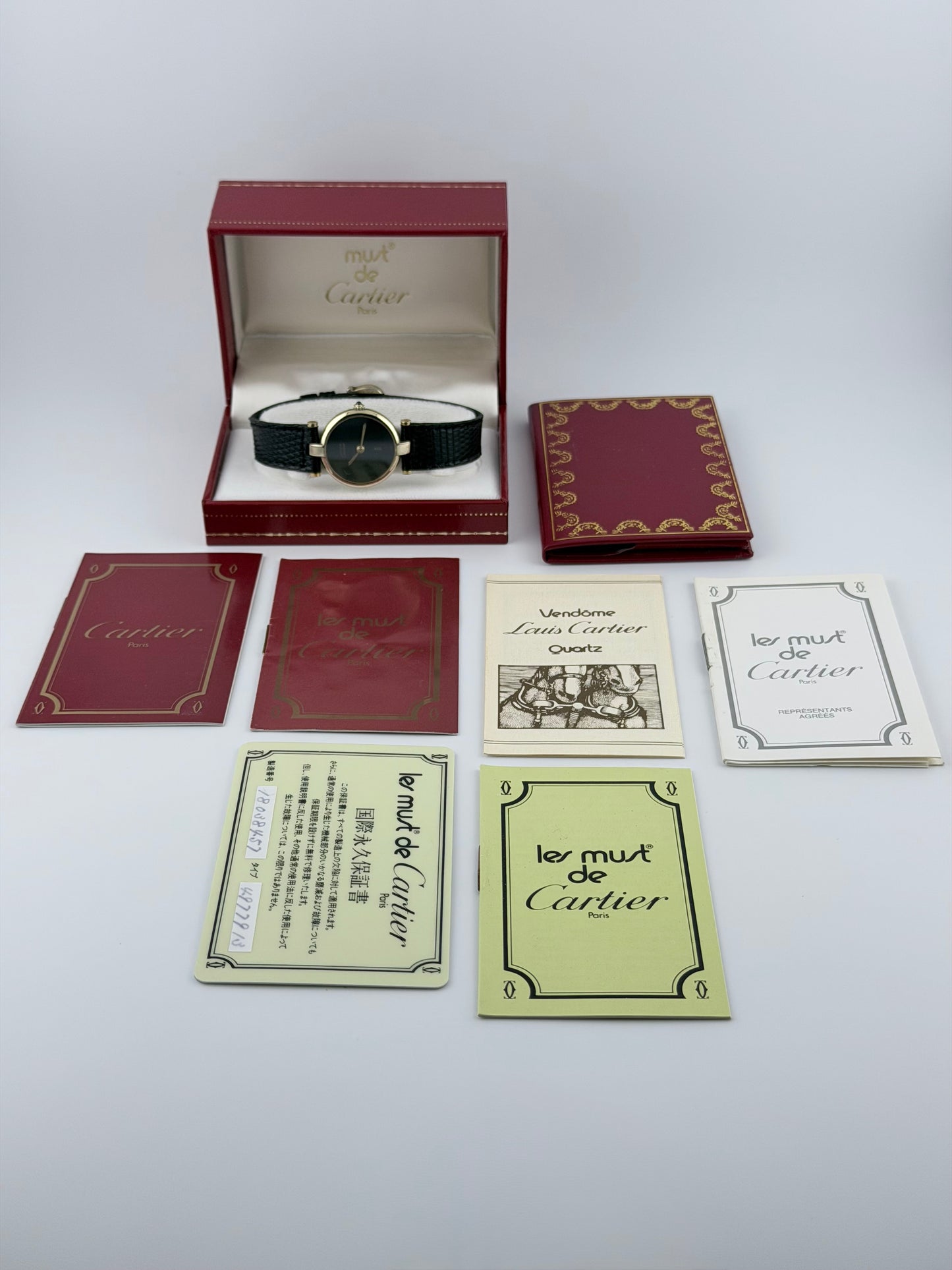 Cartier must de Vendôme Quartz - 18 - Onyx Dial - Full SET!