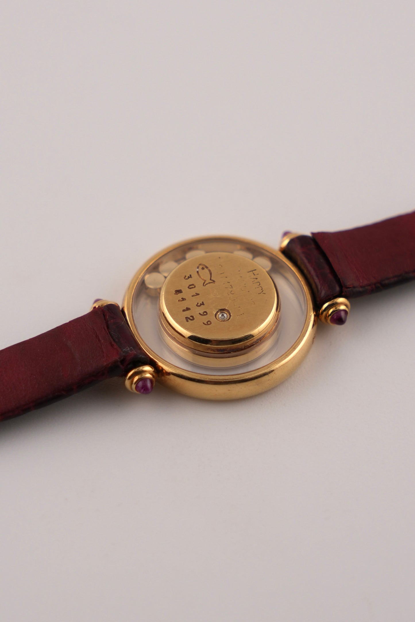 Chopard Happy Diamonds Ladies 18ct Gold Quartz - Burgundy Dial