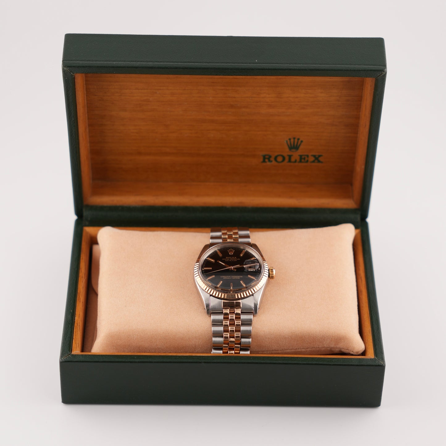 Rolex Datejust Oyster Perpetual - 1601 - Black Dial - 18k Rose Gold & Steel