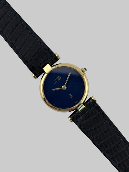 Cartier Must de Vendome Quartz - 18 - Lapis Dial - Original Strap - Ladies
