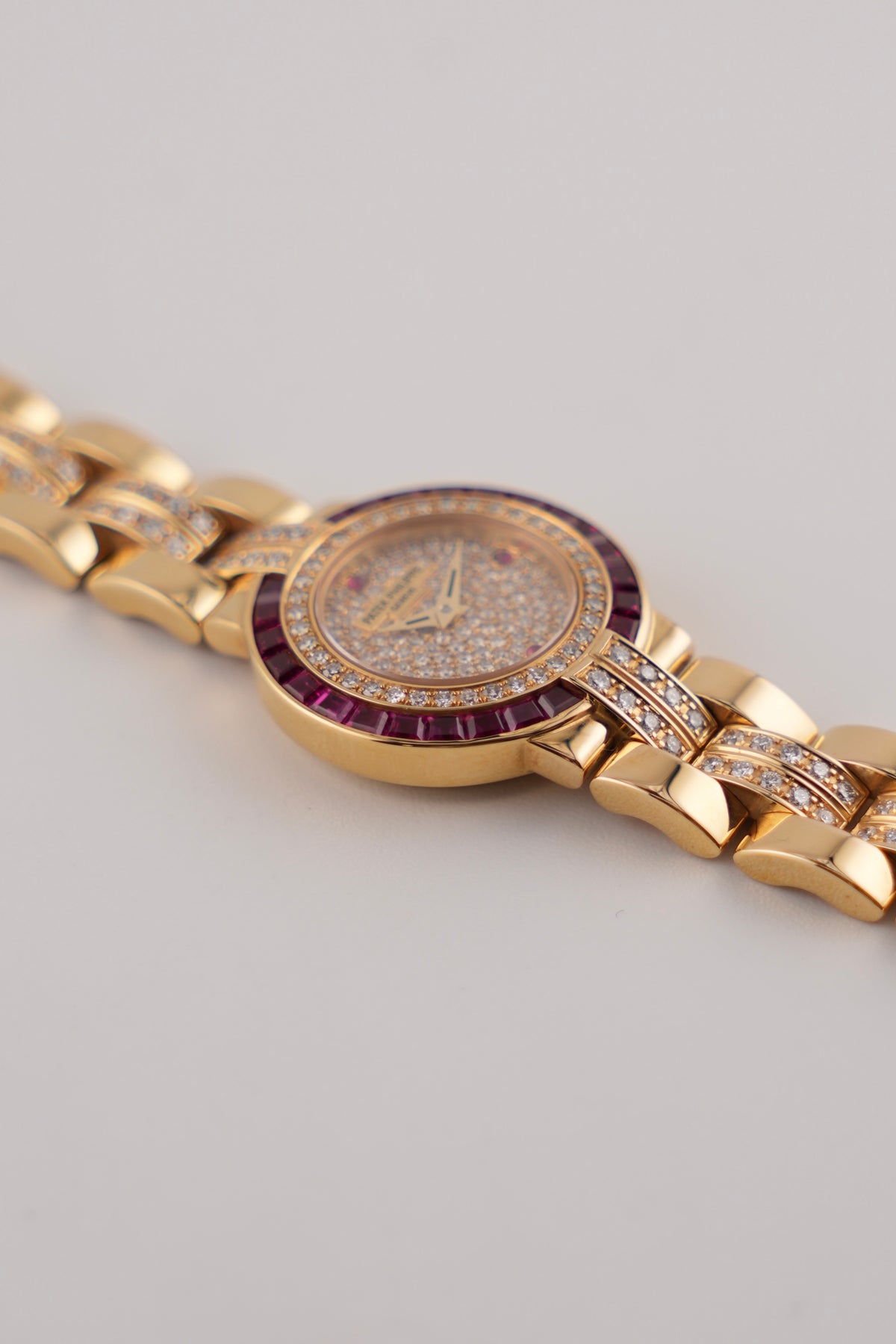Patek Philippe Quartz Ultra Rare Factory Diamond and Ruby Set | Ref 4785/012 | Ladies