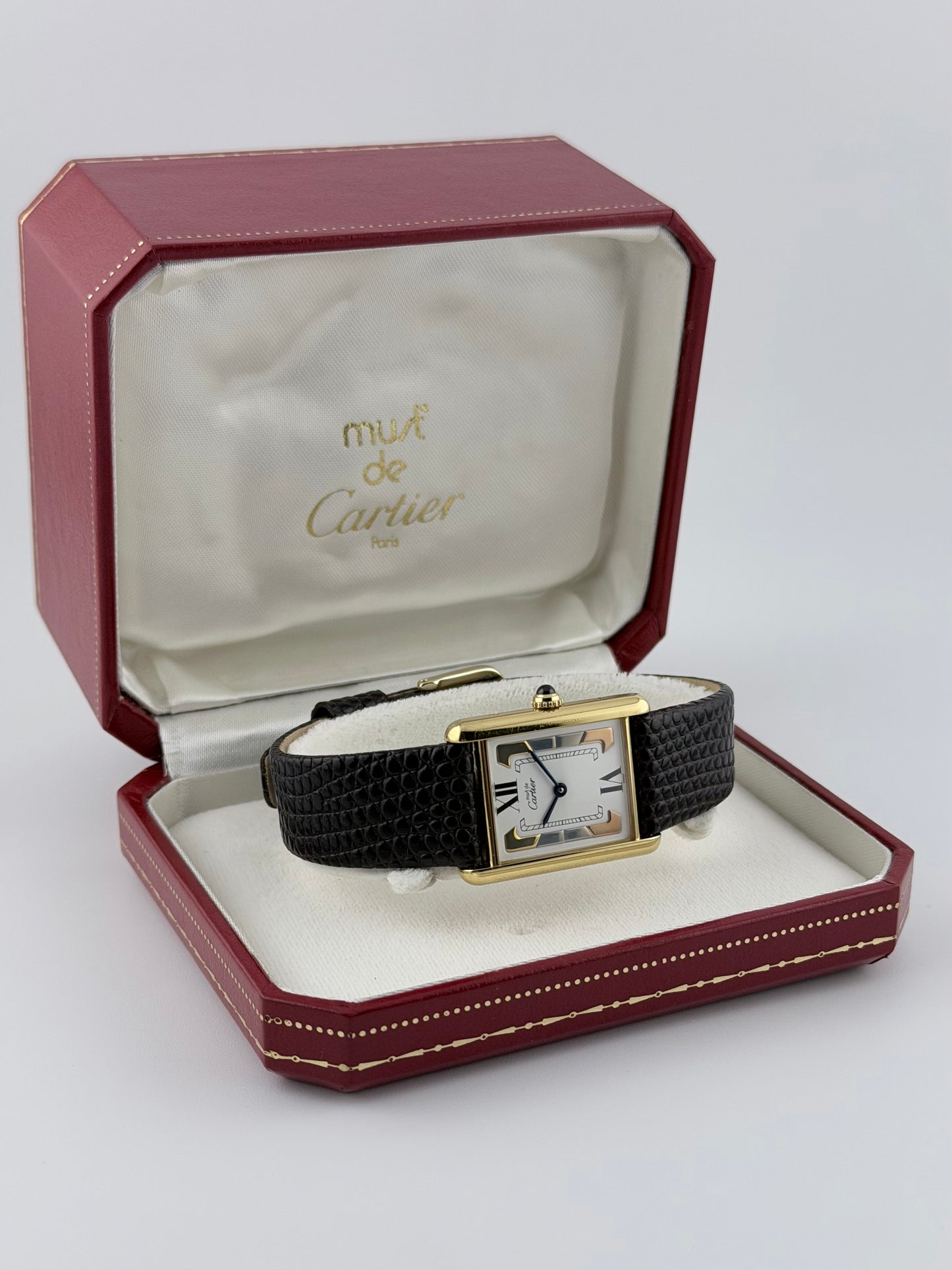 Cartier Must De Paris Vermeil Tank Quartz - 590005 Trinity Dial - Original Box