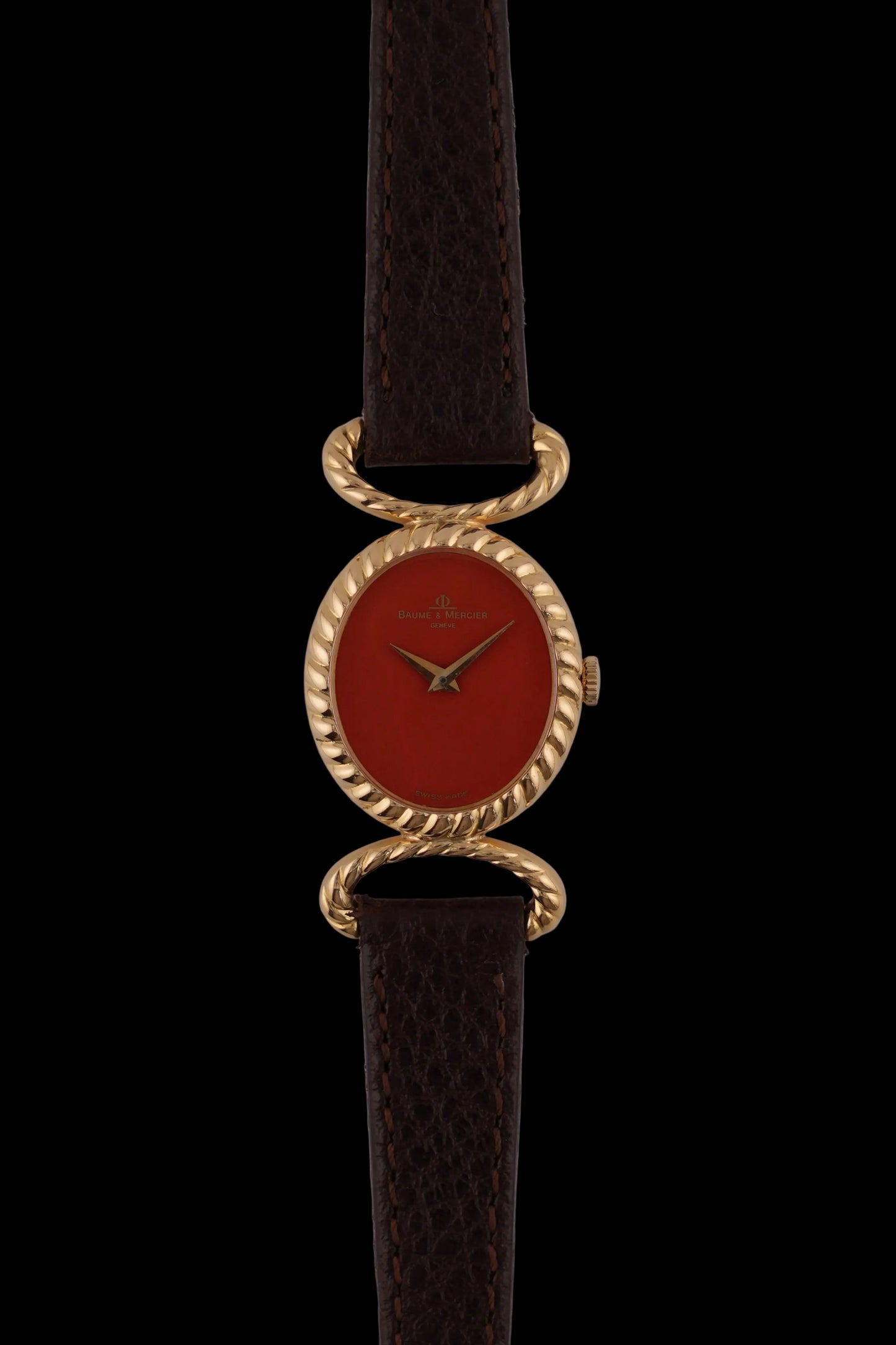 Baume Mercier Geneve Manual Wind Coral Dial - 38320 - solid 18ct Gold - Ladies