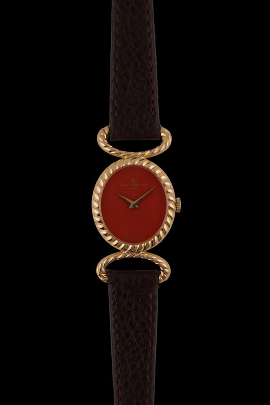 Baume Mercier Geneve Manual Wind Coral Dial - 38320 - solid 18ct Gold - Ladies
