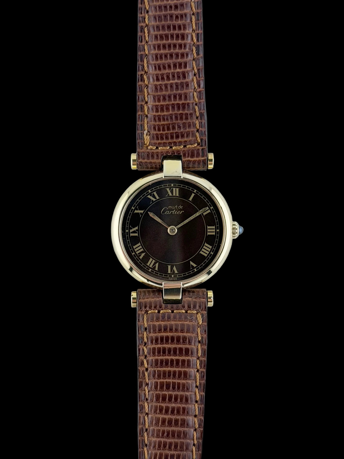 Cartier Must de Vendome Paris Quartz - 18 - Brown Wood Effect Dial - Ladies - FULL SET! - Ladies