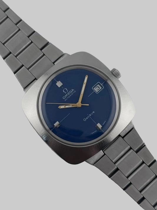 Omega Geneve Automatic Date 166.081 - Rare blue dial - Original Bracelet