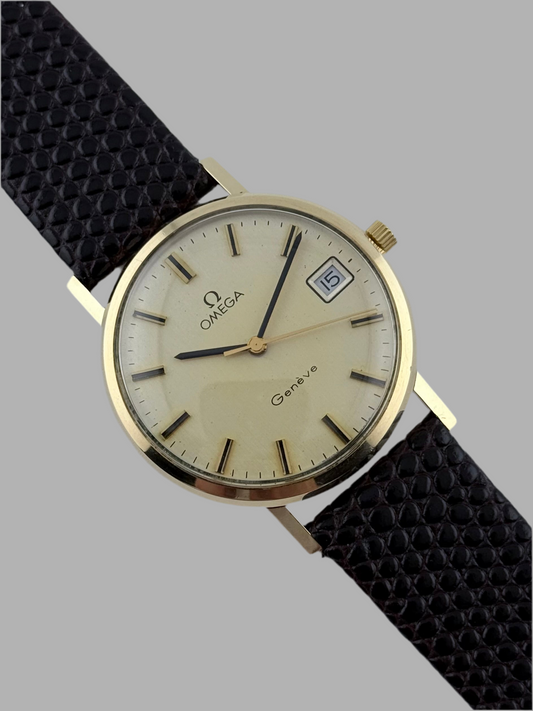 Omega Geneve Date Manual Wind - 132.5017 - 9ct Solid Gold - with Papers