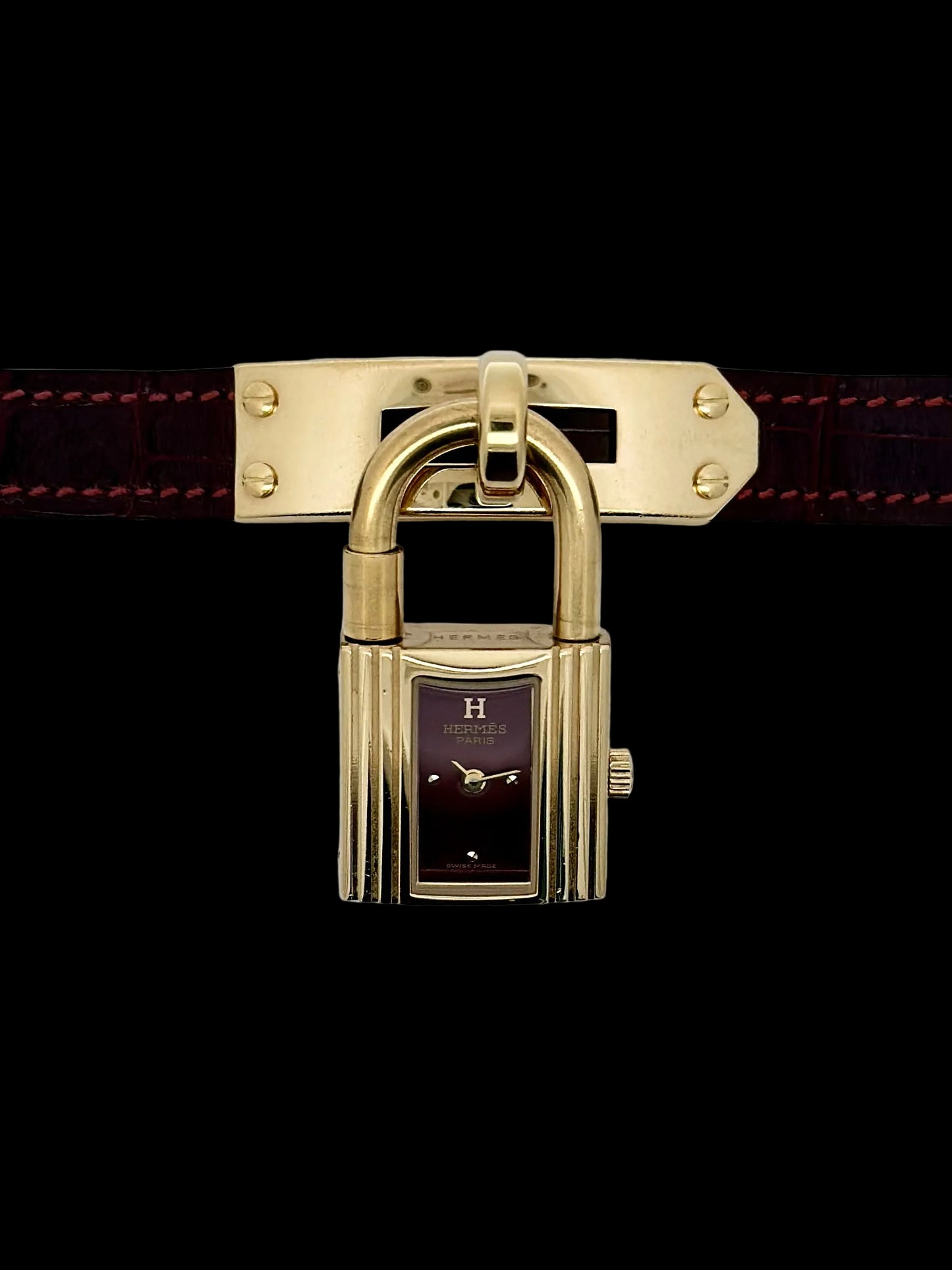 Hermes Paris Kelly Lock Watch -  Burgundy - Ladies