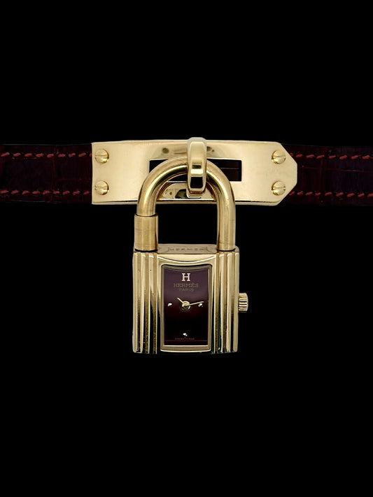 Hermes Paris Kelly Lock Watch -  Burgundy - Ladies
