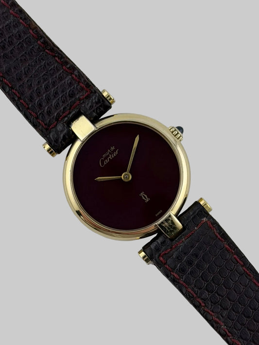 Cartier Must de Cartier Vendome Quartz - 18 - Burgundy Dial - Ladies