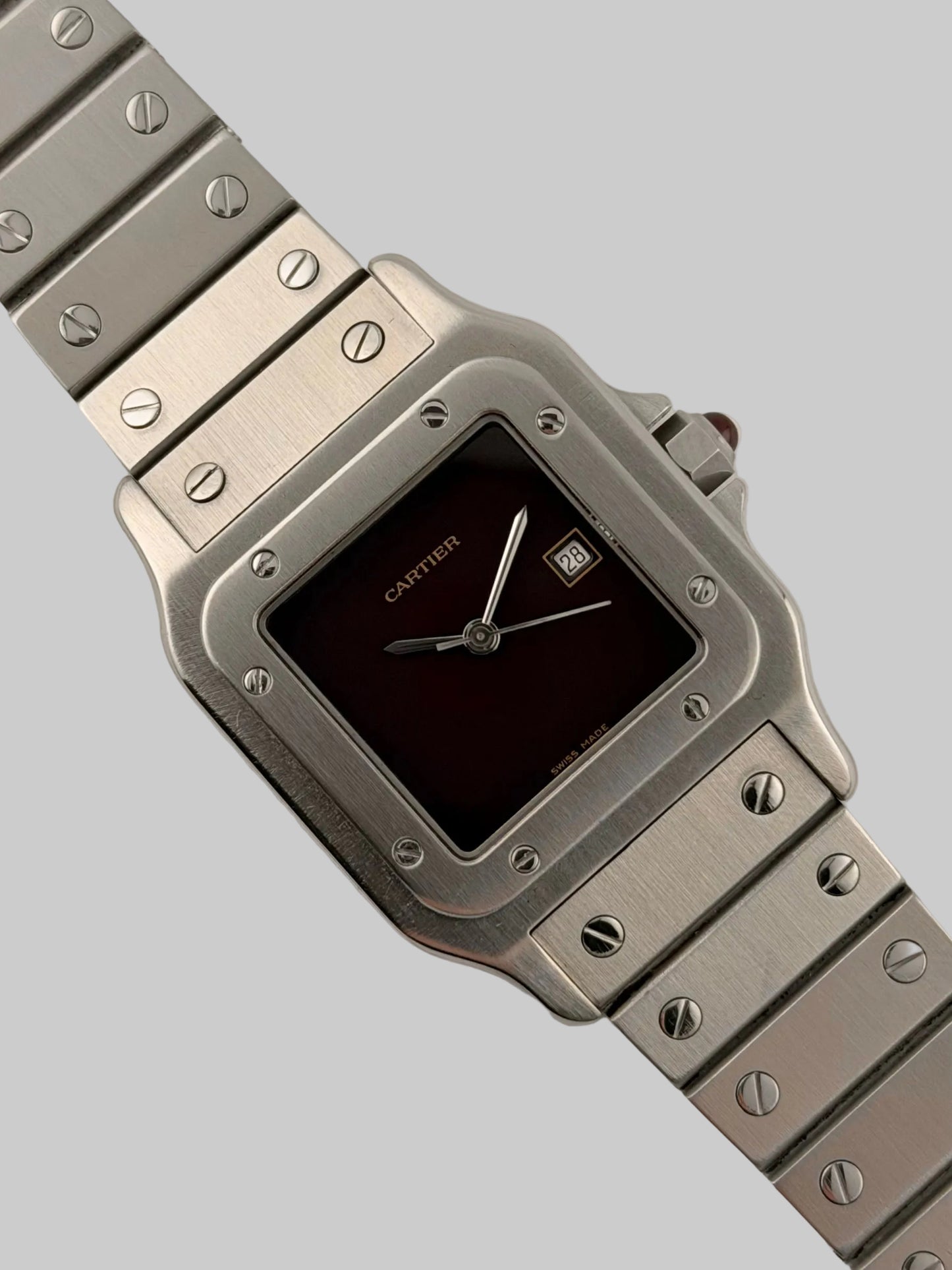 Cartier Santos Carree Automatic - Ultra Rare Burgundy - 2960 - Original Box