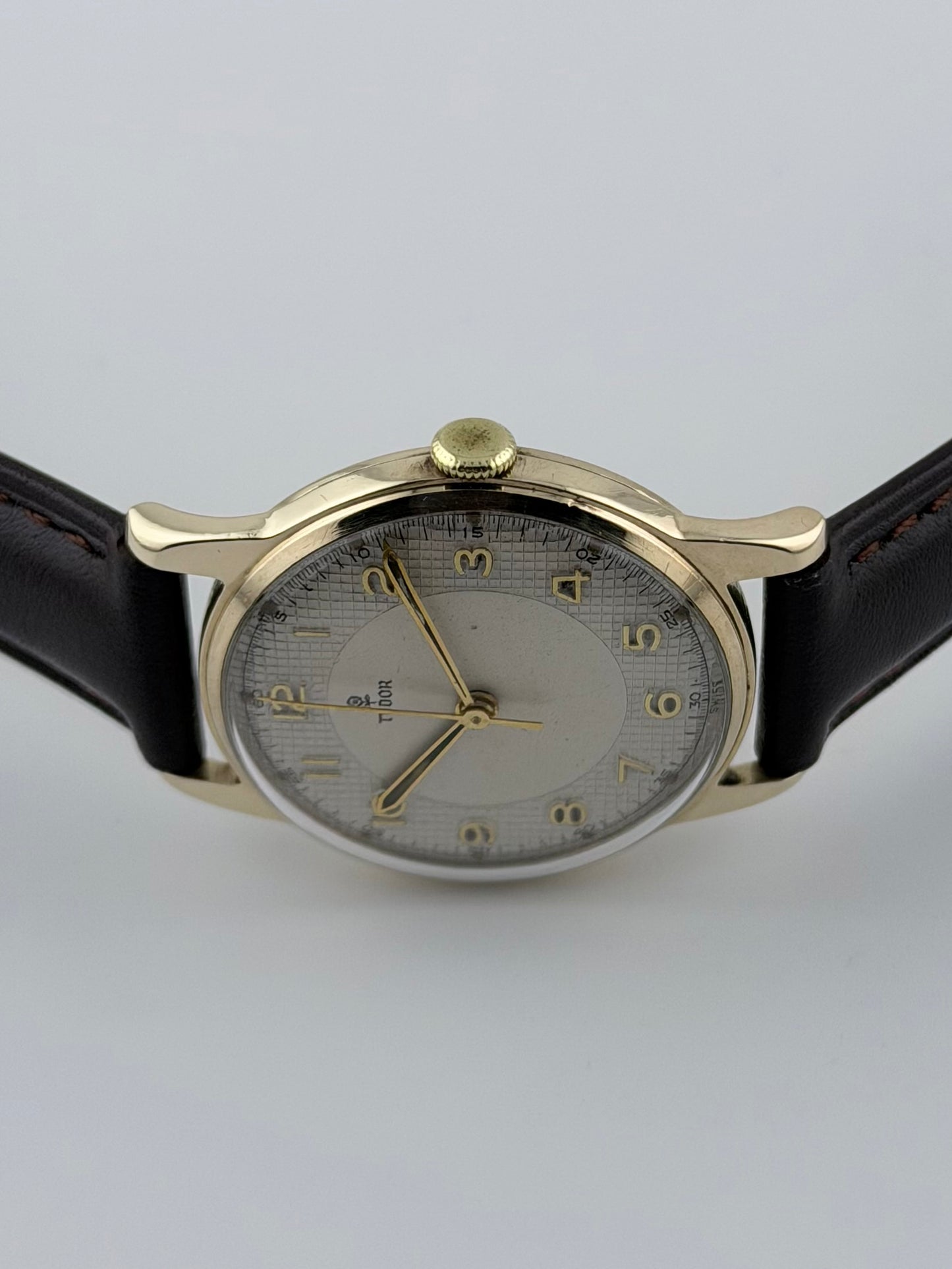 Tudor 9ct Manual Wind - Arabic and Waffle style dial
