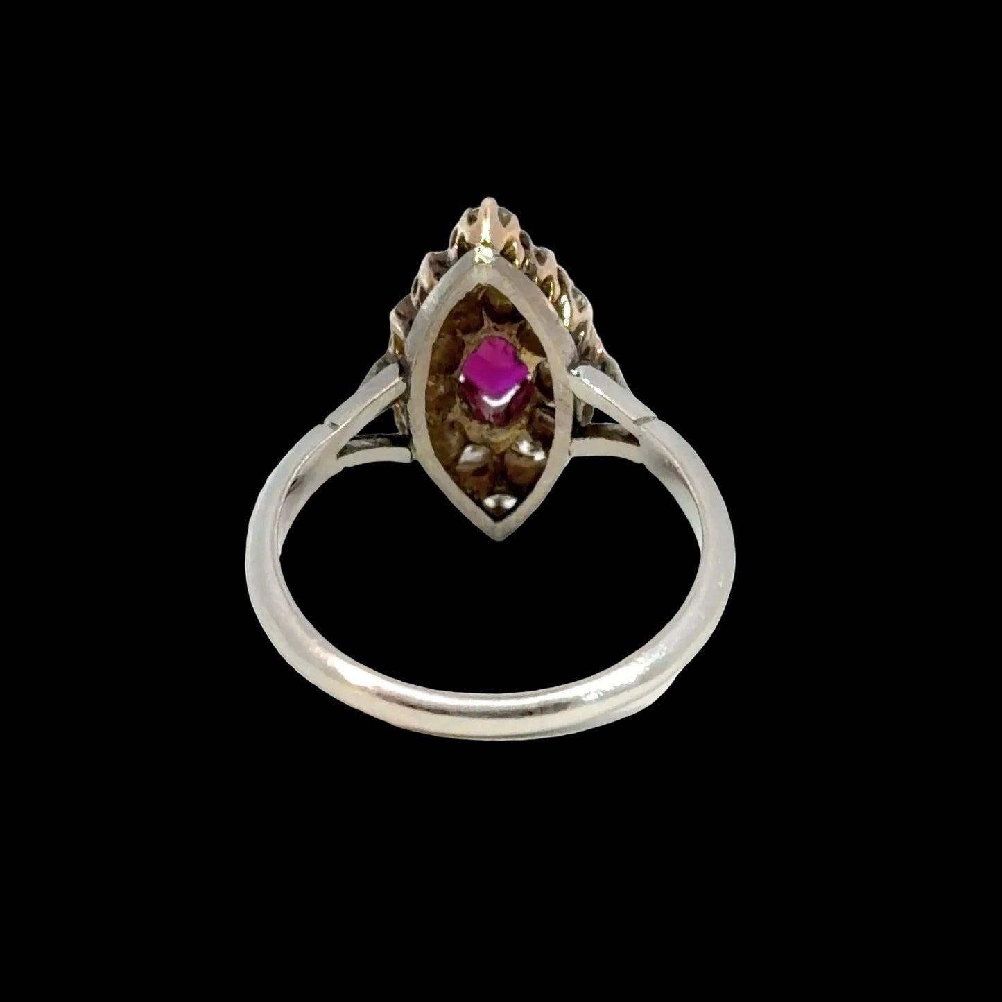 Antique Platinum, Burmese Ruby & Diamond Cluster Ring