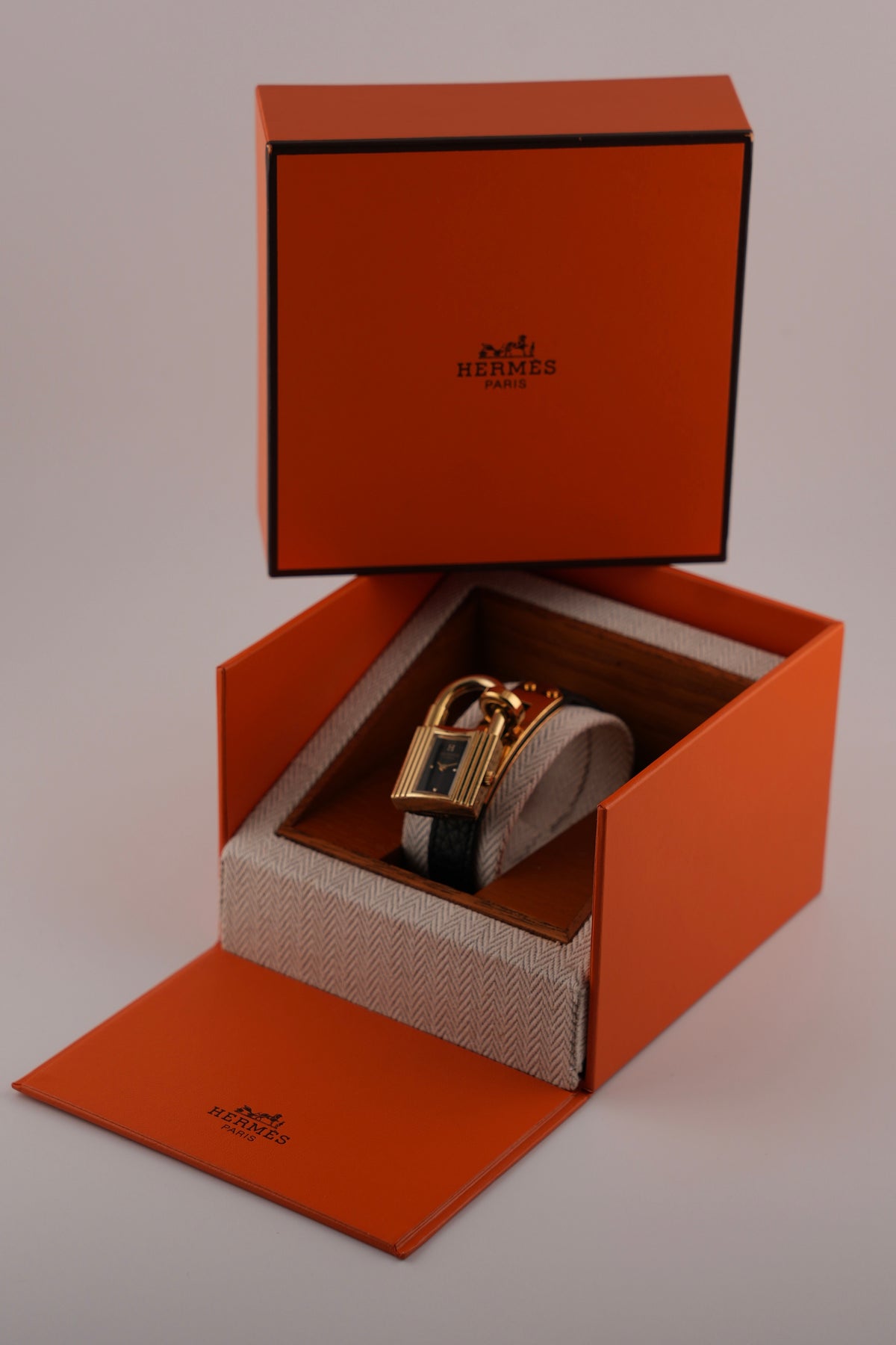 Hermes Paris Kelly Lock Watch -  Black - with Box