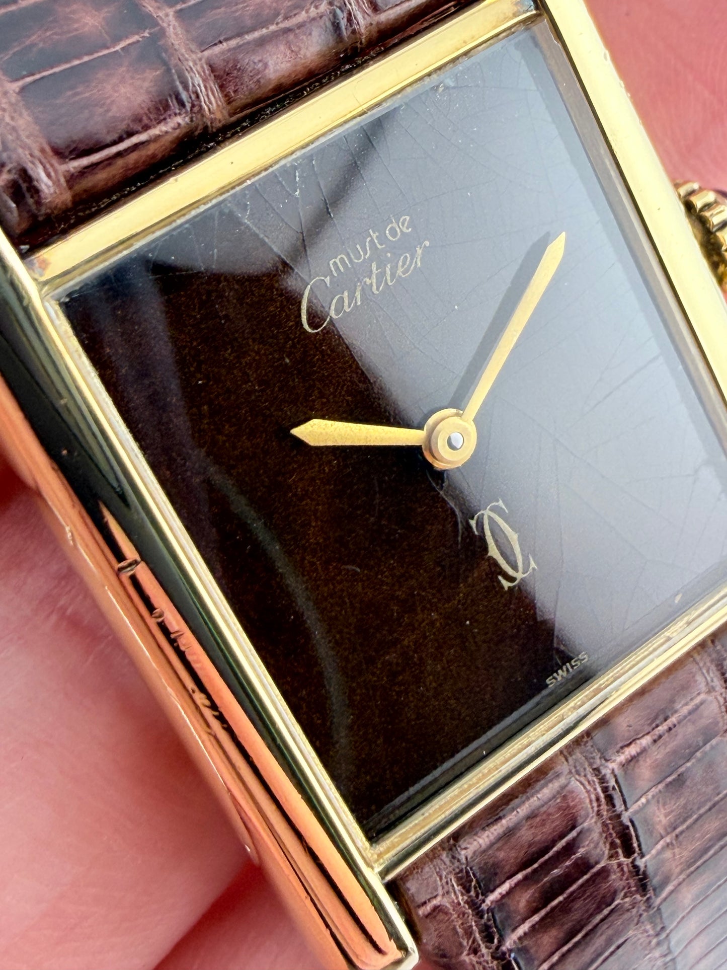 Cartier Must De Paris Tank Manual Wind - 6 - Lacquer Wood-effect Dial