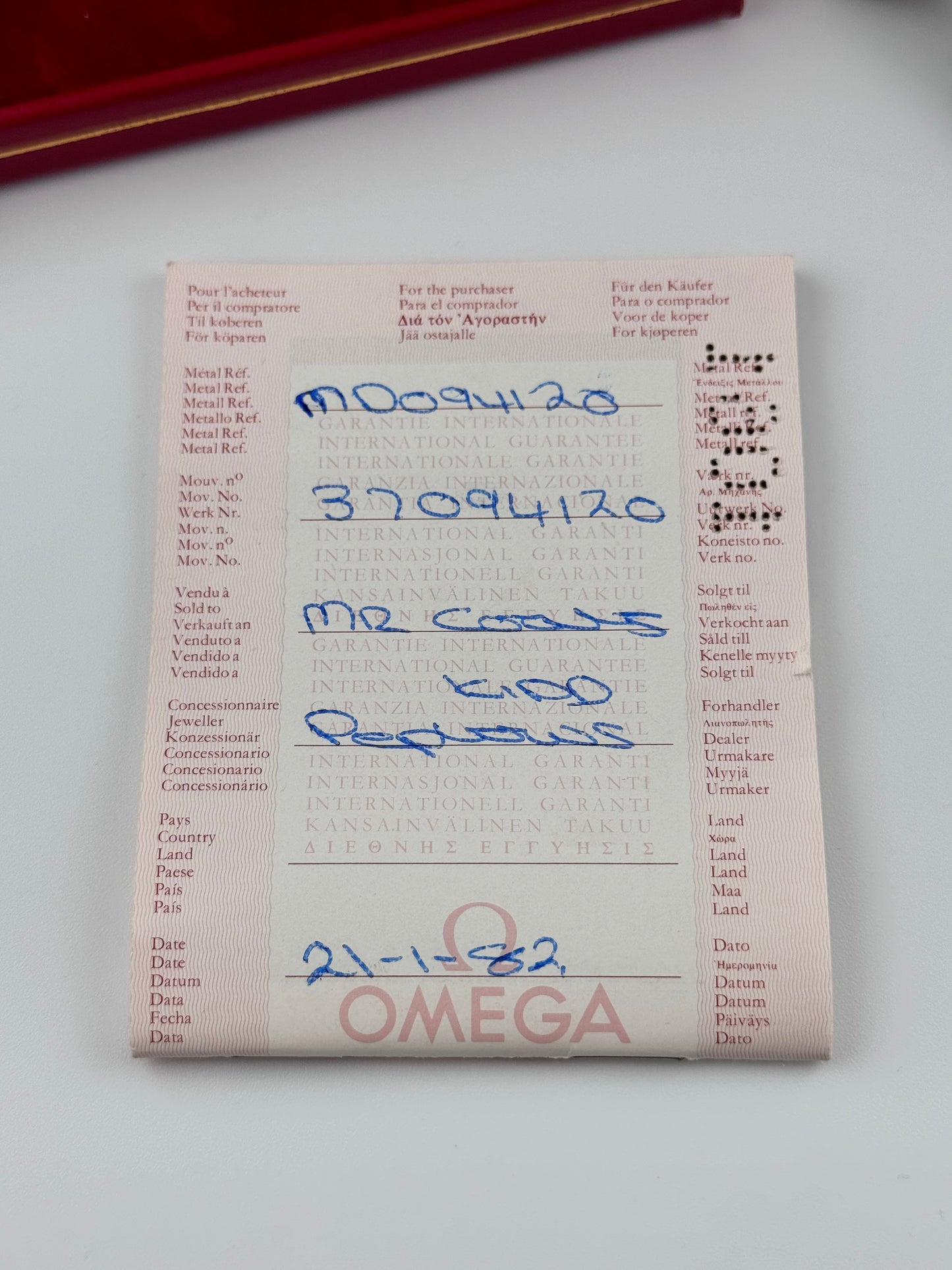 Omega Geneve Tank Manual Wind 511.415 - Box and Papers