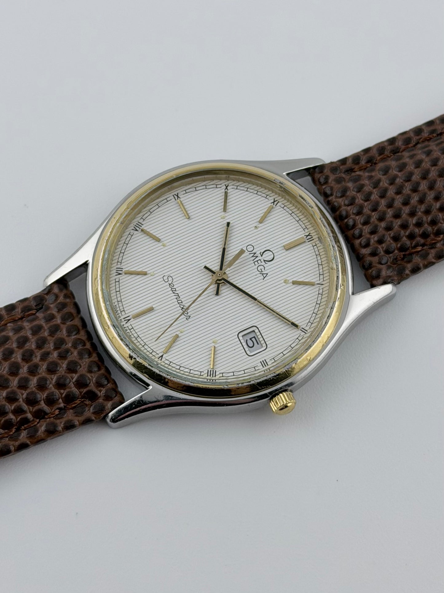Omega Seamaster Quartz 196.0251 Linen-stripe Dial