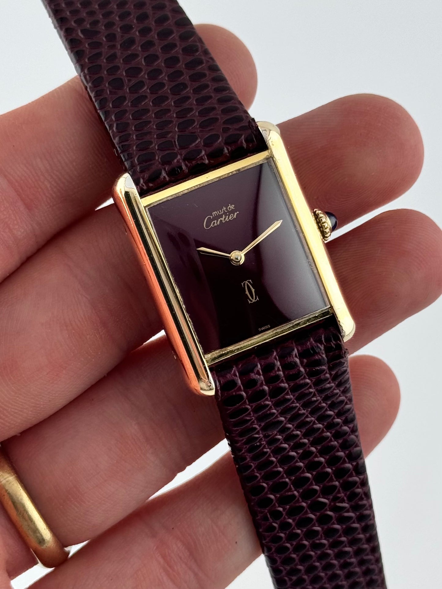 Cartier Must De Paris Tank Manual Wind - 6-217264 Burgundy Dial