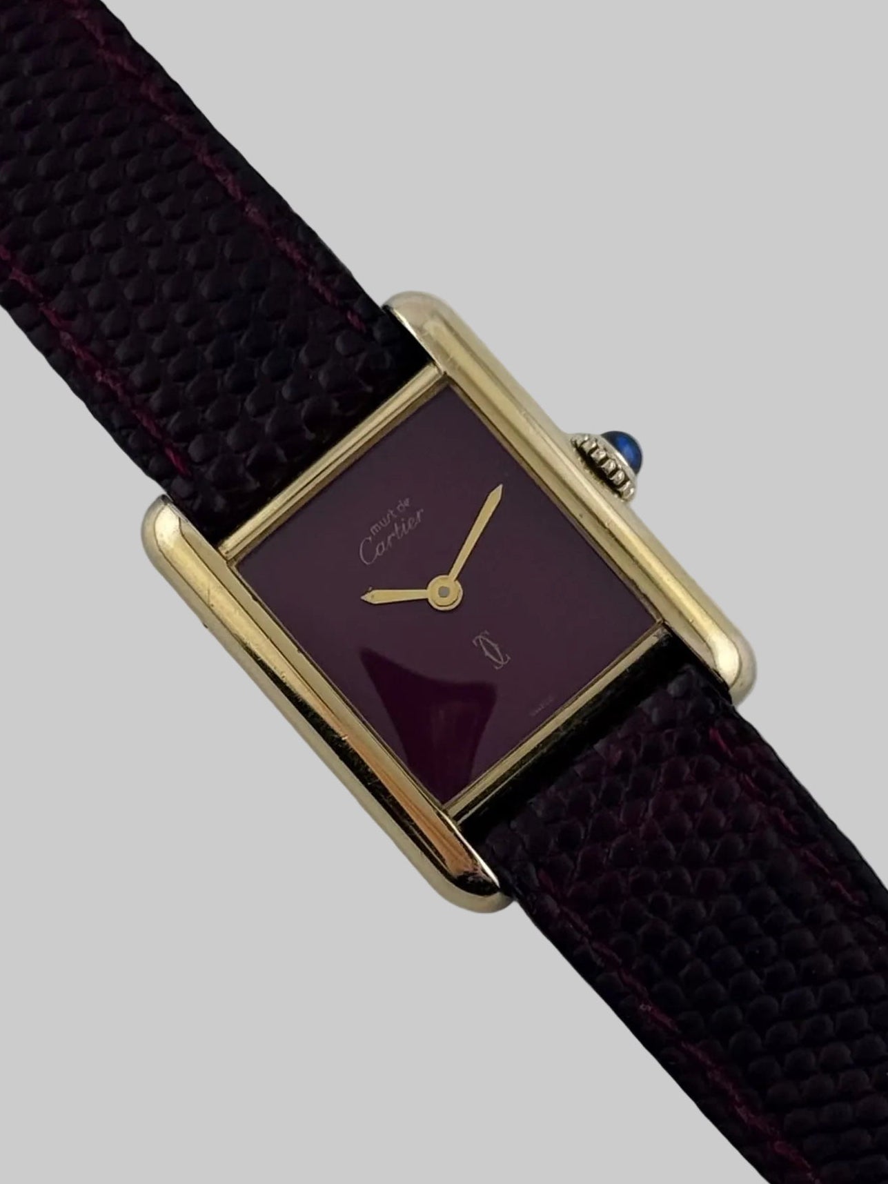 Cartier Must de Paris Tank Manual Wind - 3 - Burgundy Dial - Ladies