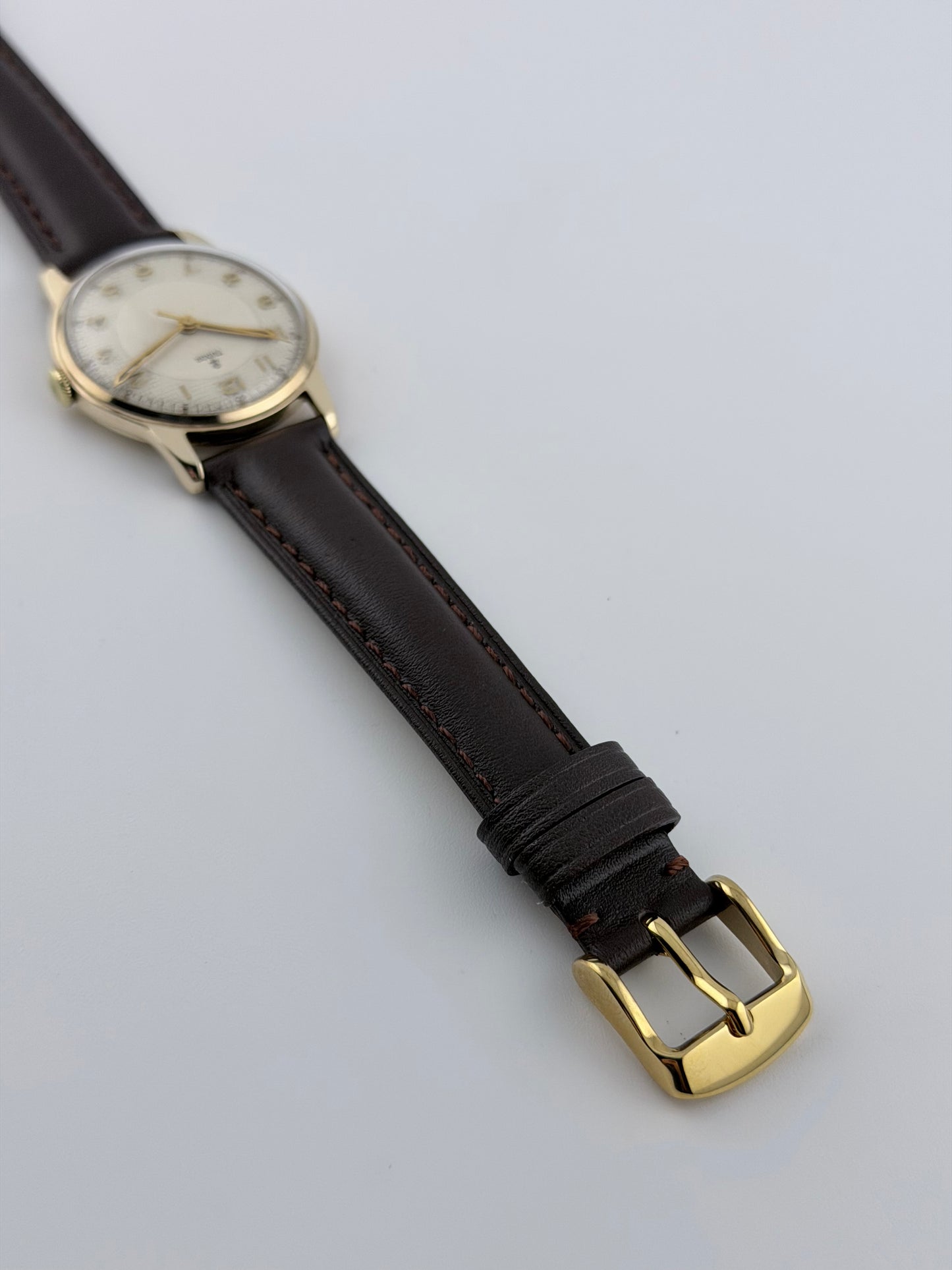 Tudor 9ct Manual Wind - Arabic and Waffle style dial