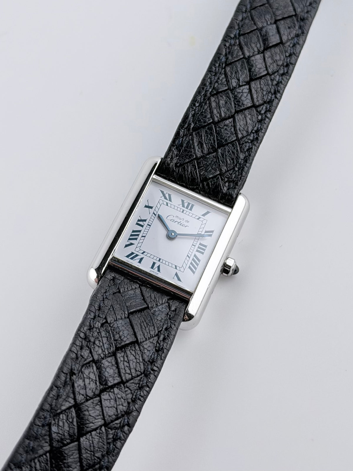 Cartier Tank Quartz - 0398 - SILVER - Rare Patterned Cartier Strap - Box & Papers! - Ladies