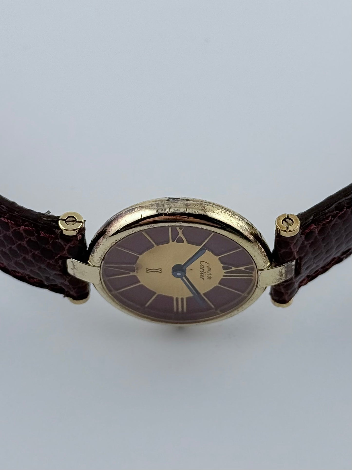 Cartier Must de Cartier Vermeil Quartz - 18 - Gold and Bordeaux Cloisonne Dial - Ladies