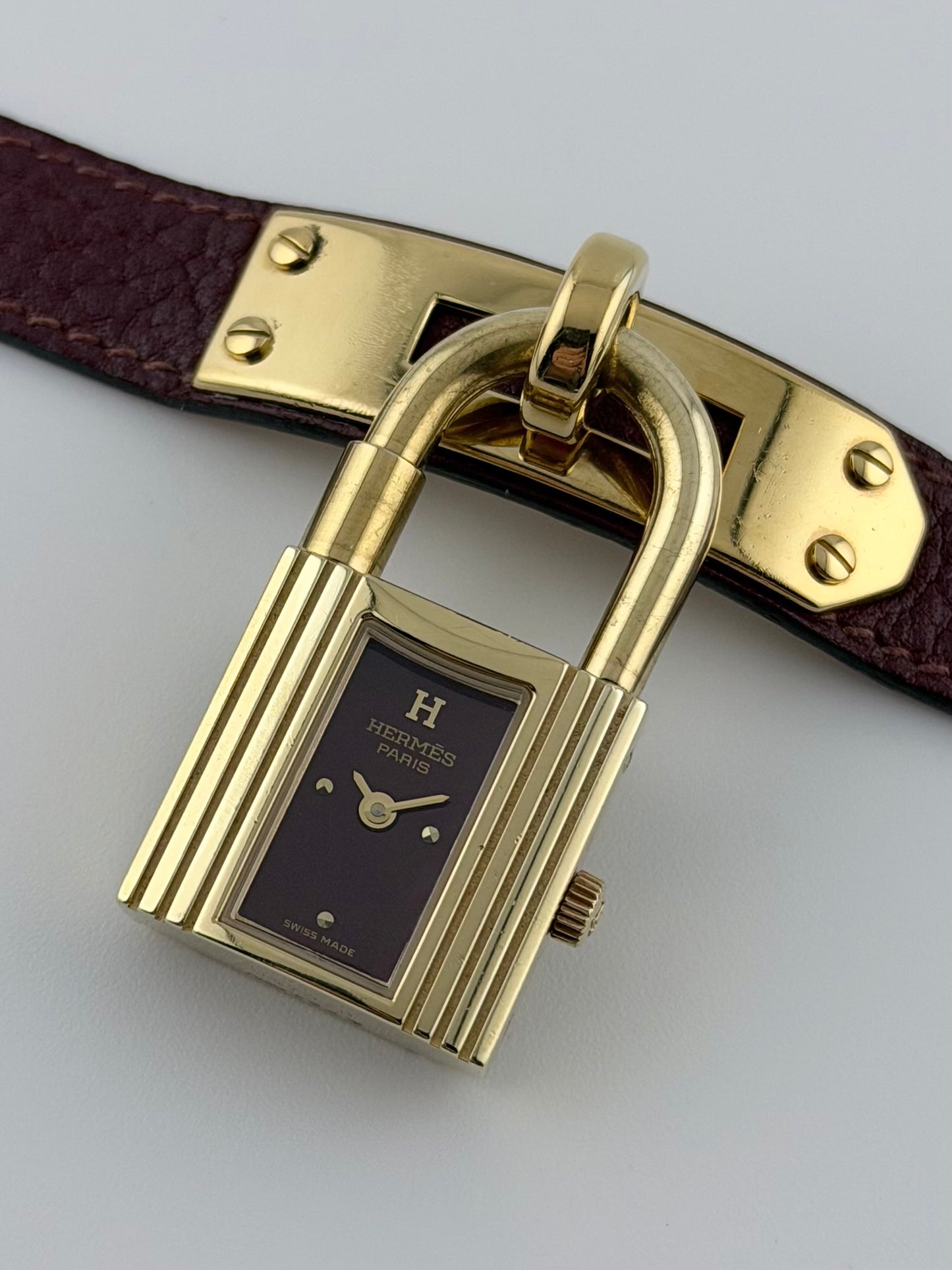 Hermes Paris Kelly Lock Watch -  Burgundy