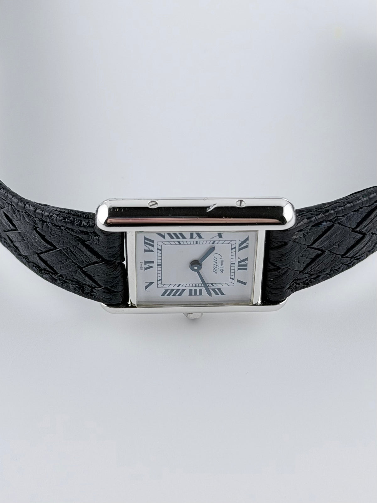 Cartier Tank Quartz - 0398 - SILVER - Rare Patterned Cartier Strap - Box & Papers! - Ladies