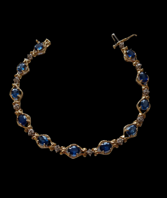 14ct Gold Bracelet with Sapphires and Diamonds - Gift Box