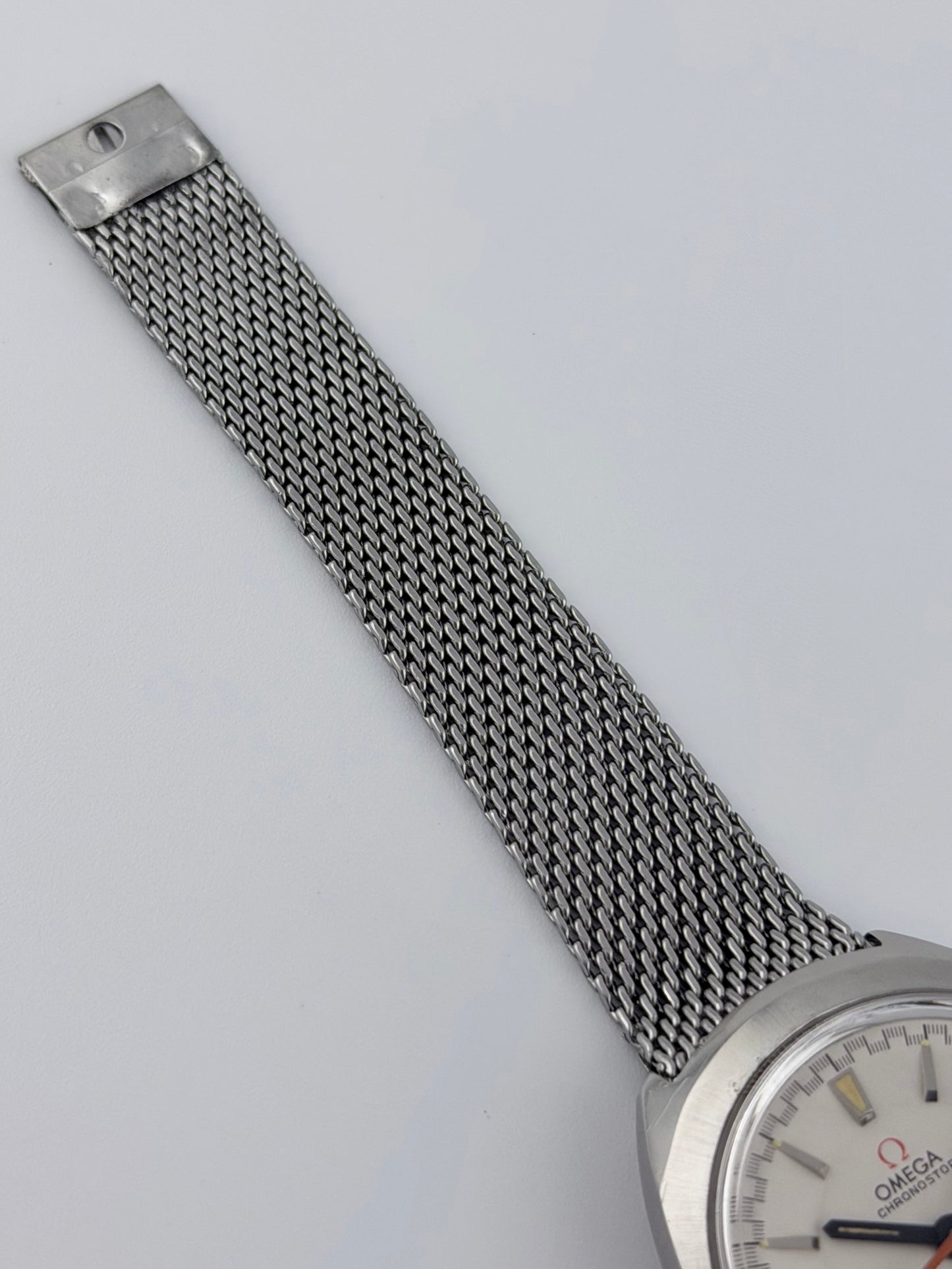 Omega Geneve Chronostop Manual Wind 145.009 - Original Bracelet - Ultra rare white dial!!