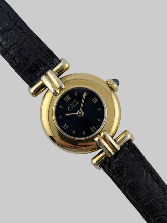 Cartier must de Colisee Quartz - 590002 - Ladies - Onyx Dial - Original Strap