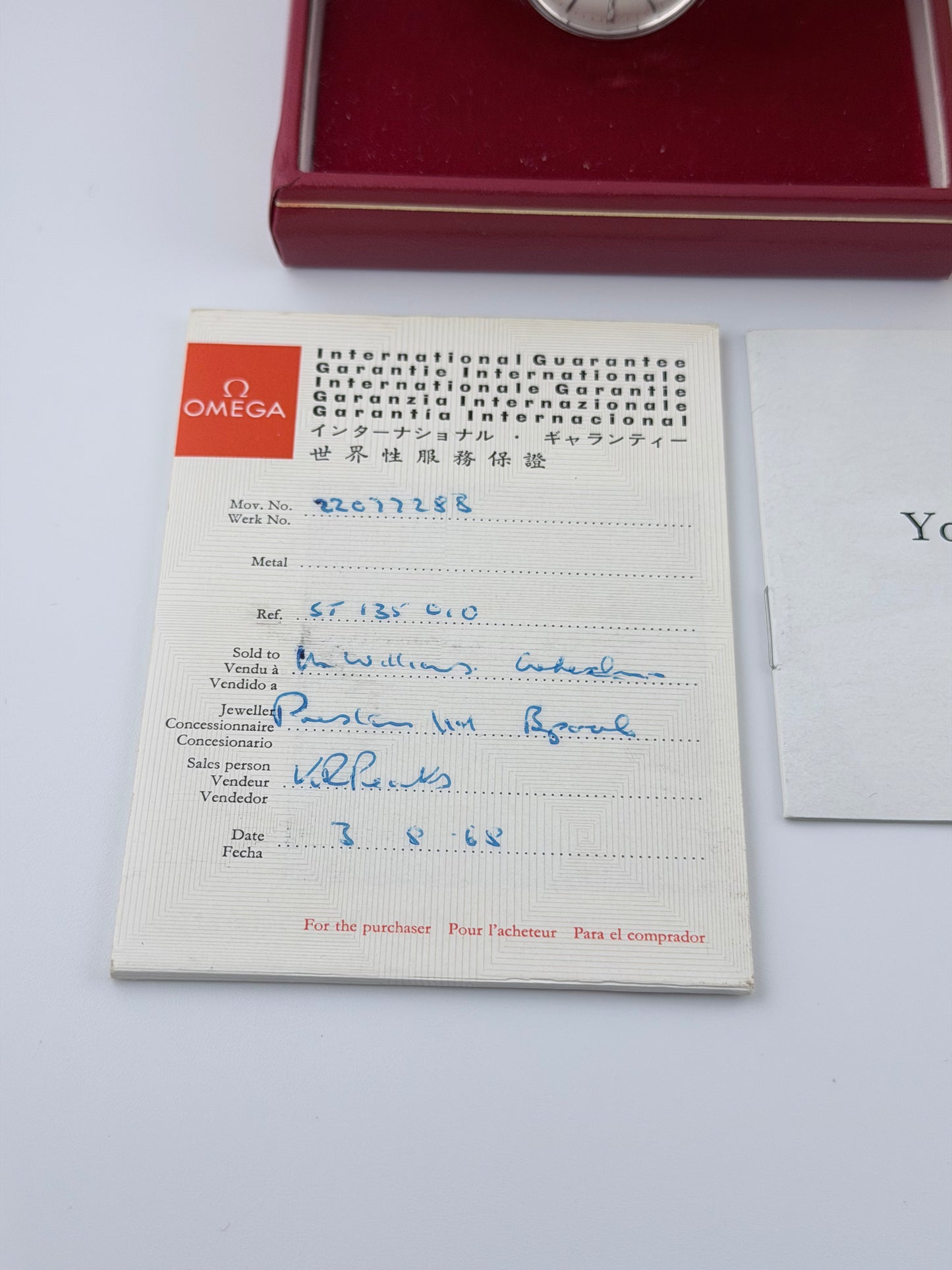Omega Seamaster DeVille Manual 135.010 - Box and Papers